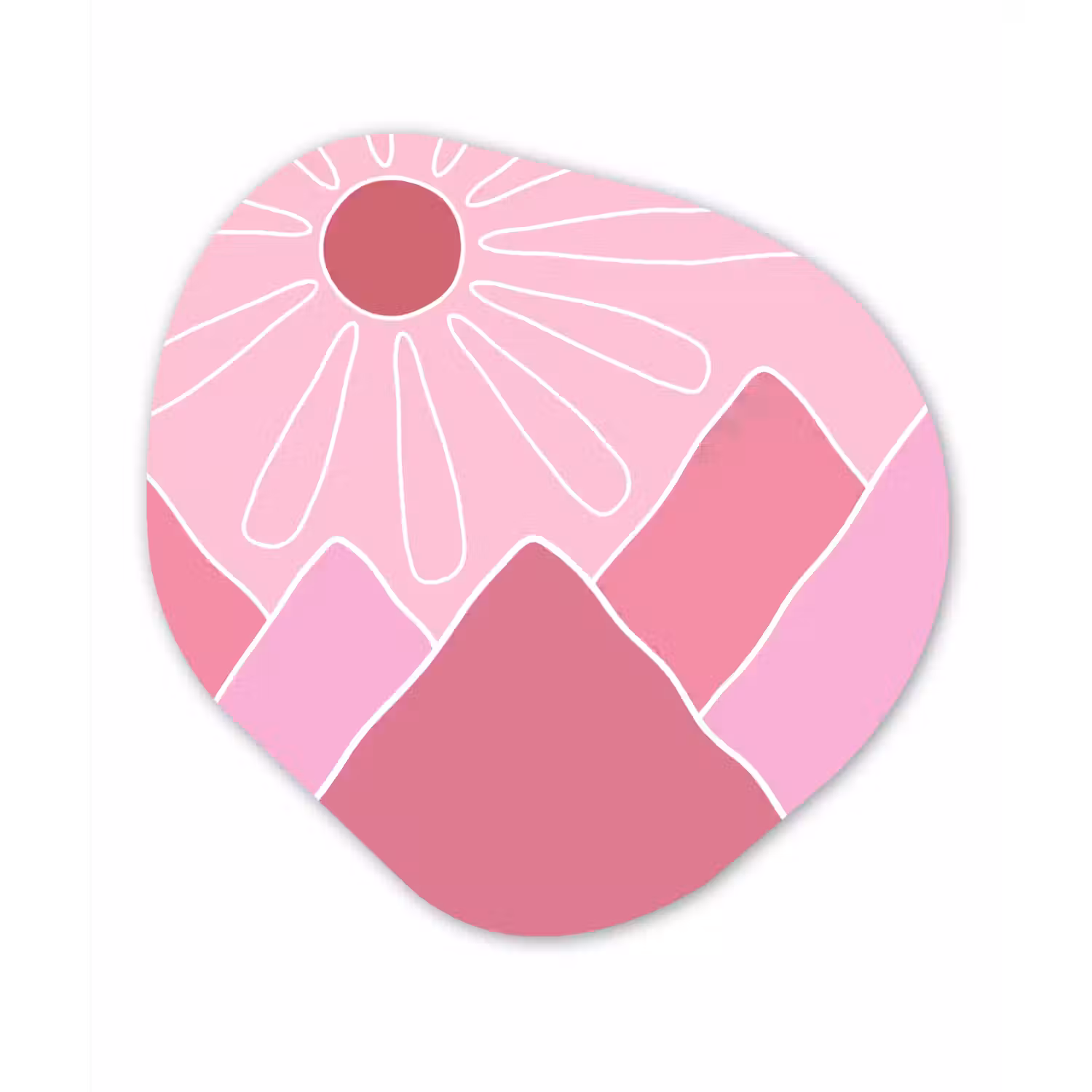 Zon - Bergen - Natuur - Abstract - Roze Wandcirkel Organisch Forex 3mm klein -3d