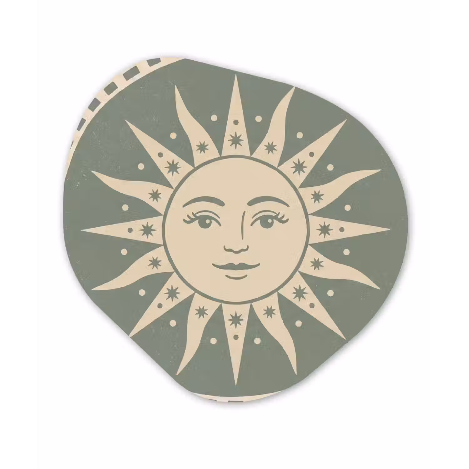 Zon - Sterren - Astrologie - Vintage - Groen Wandcirkel Organisch Forex 3mm klein -3d