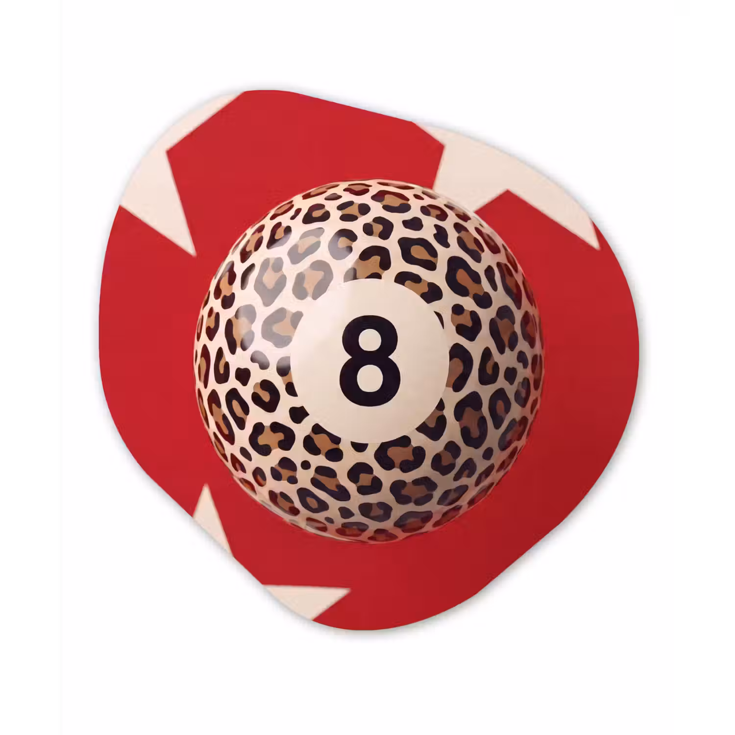 Spel - Dierenprint - Nummer 8 - Modern - Rood Wandcirkel Organisch Forex 3mm klein -3d