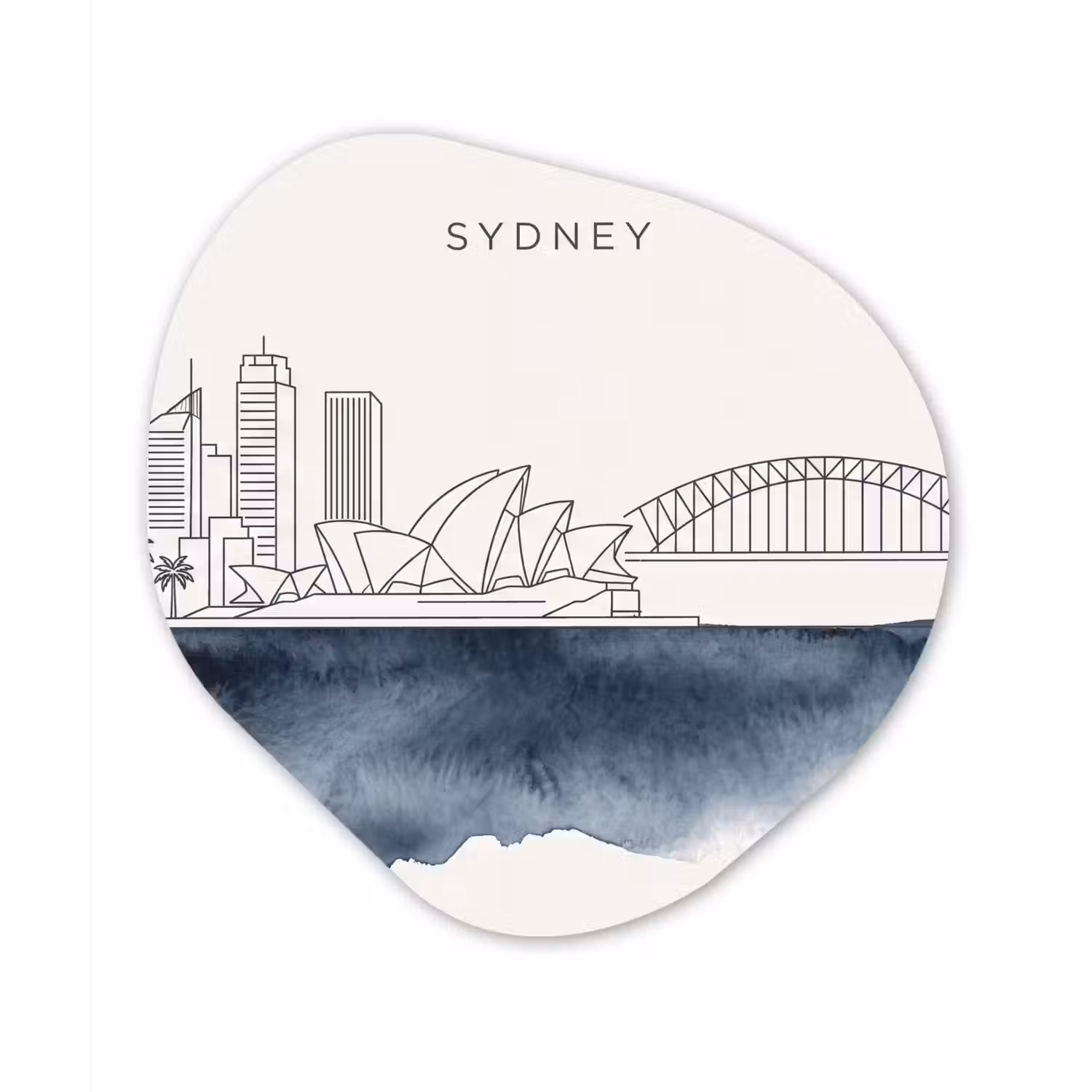 Stad - Skyline - Architectuur - Minimalistisch - Blauw Wandcirkel Organisch Forex 3mm klein -3d