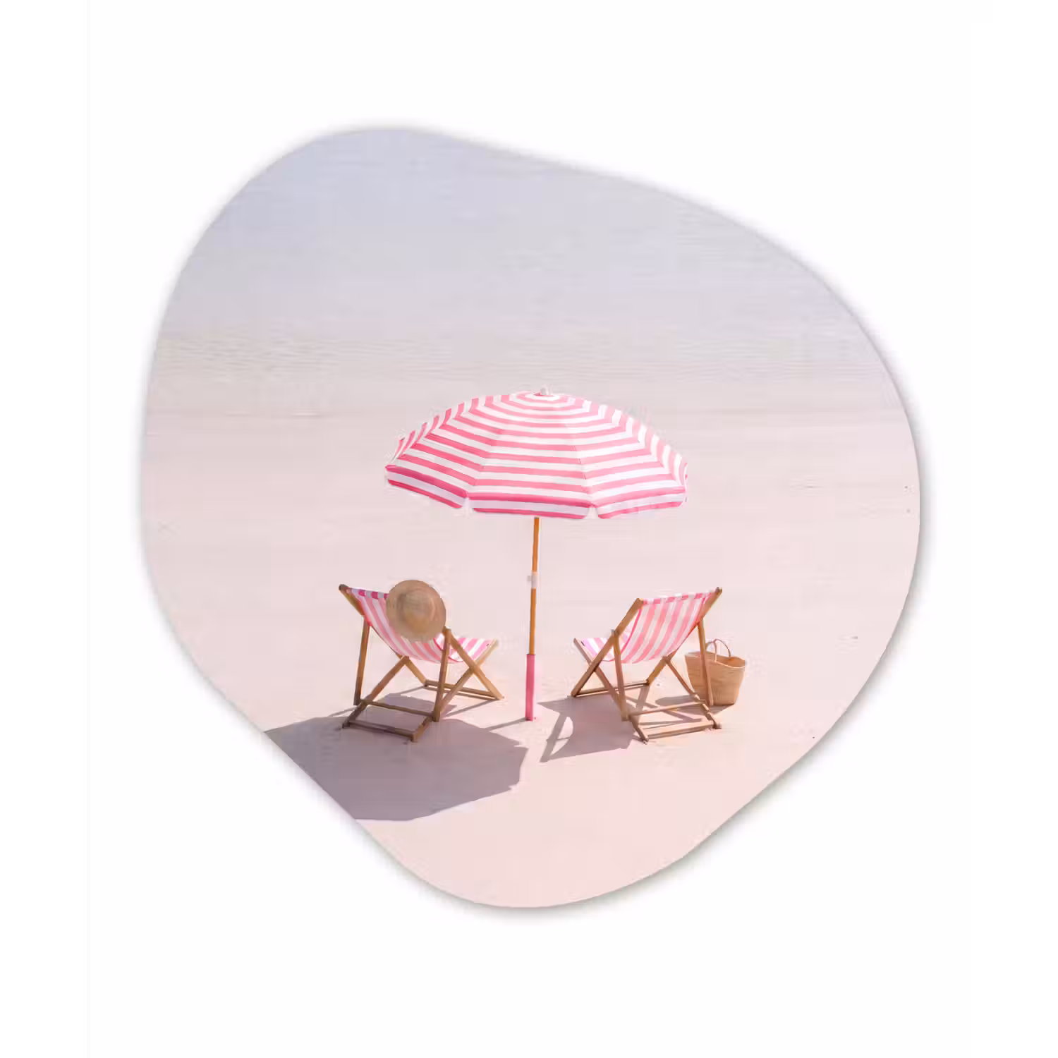 Strand - Parasol - Ligstoel - Zomer - Roze Wandcirkel Organisch Forex 3mm klein -3d