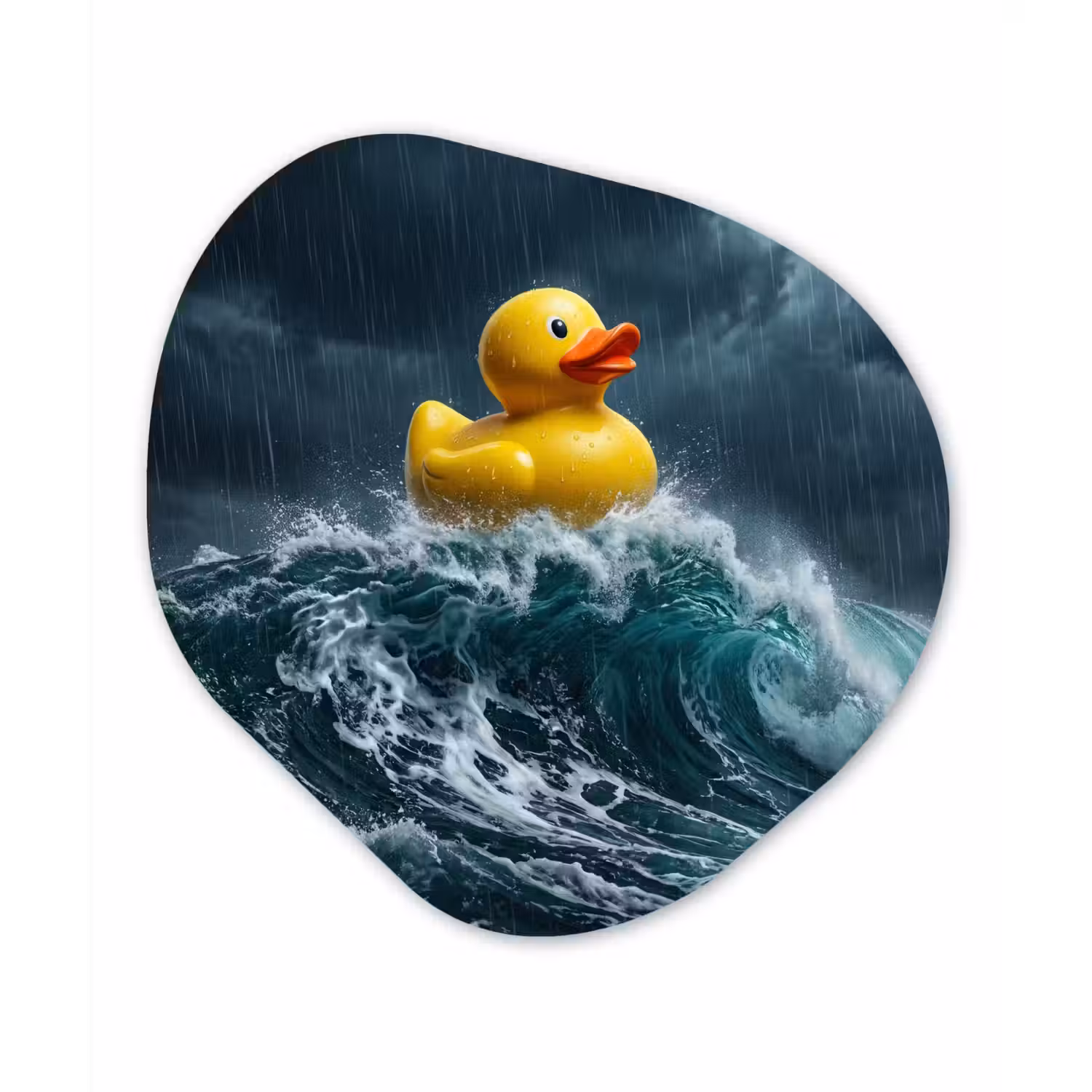 Storm - Badeend - Golven Wandcirkel Organisch Forex 3mm klein -3d