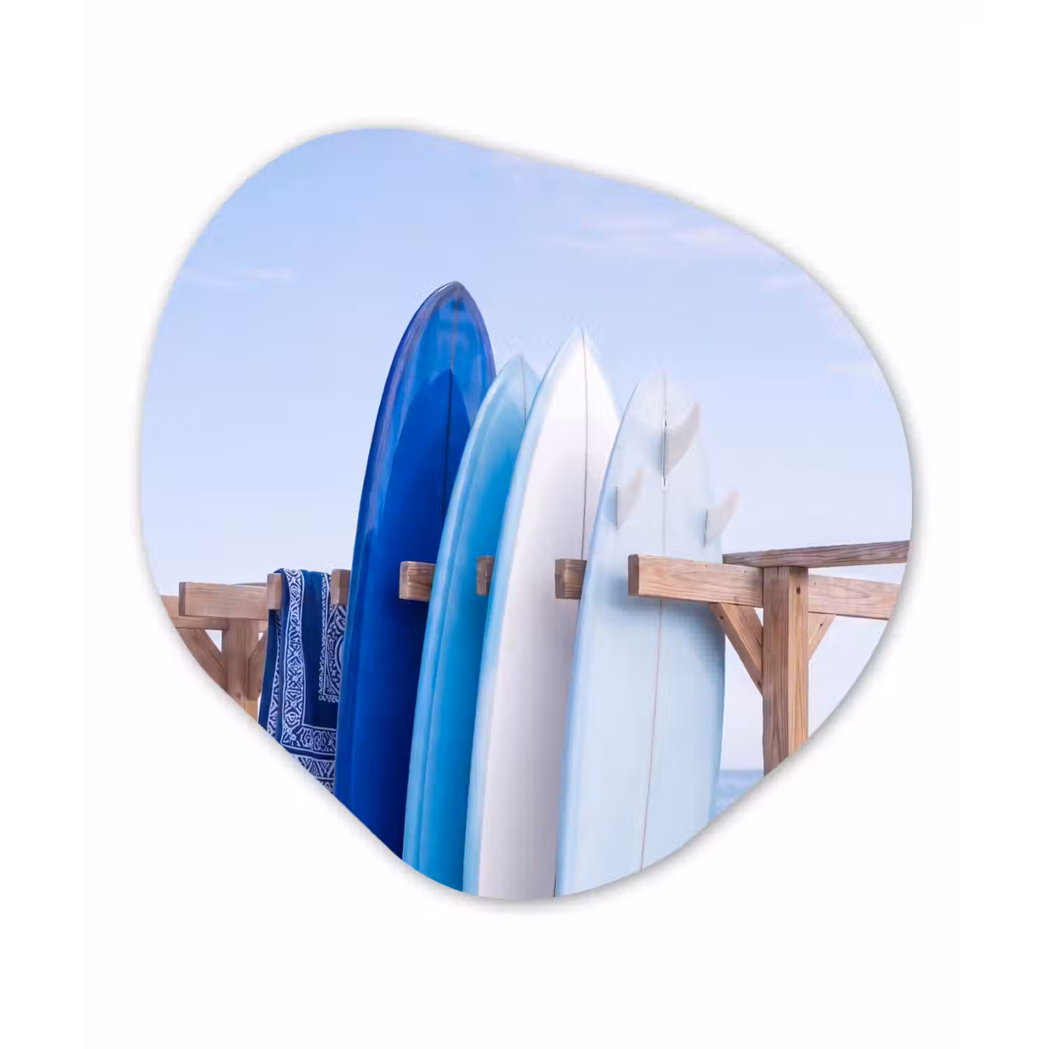 Surfplank - Strand - Zomer - Blauw - Water Wandcirkel Organisch Forex 3mm klein -3d