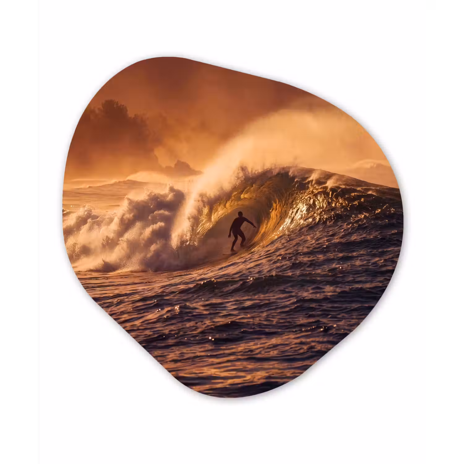 Surfer - Golf - Oceaan - Sport - Oranje Wandcirkel Organisch Forex 3mm klein -3d