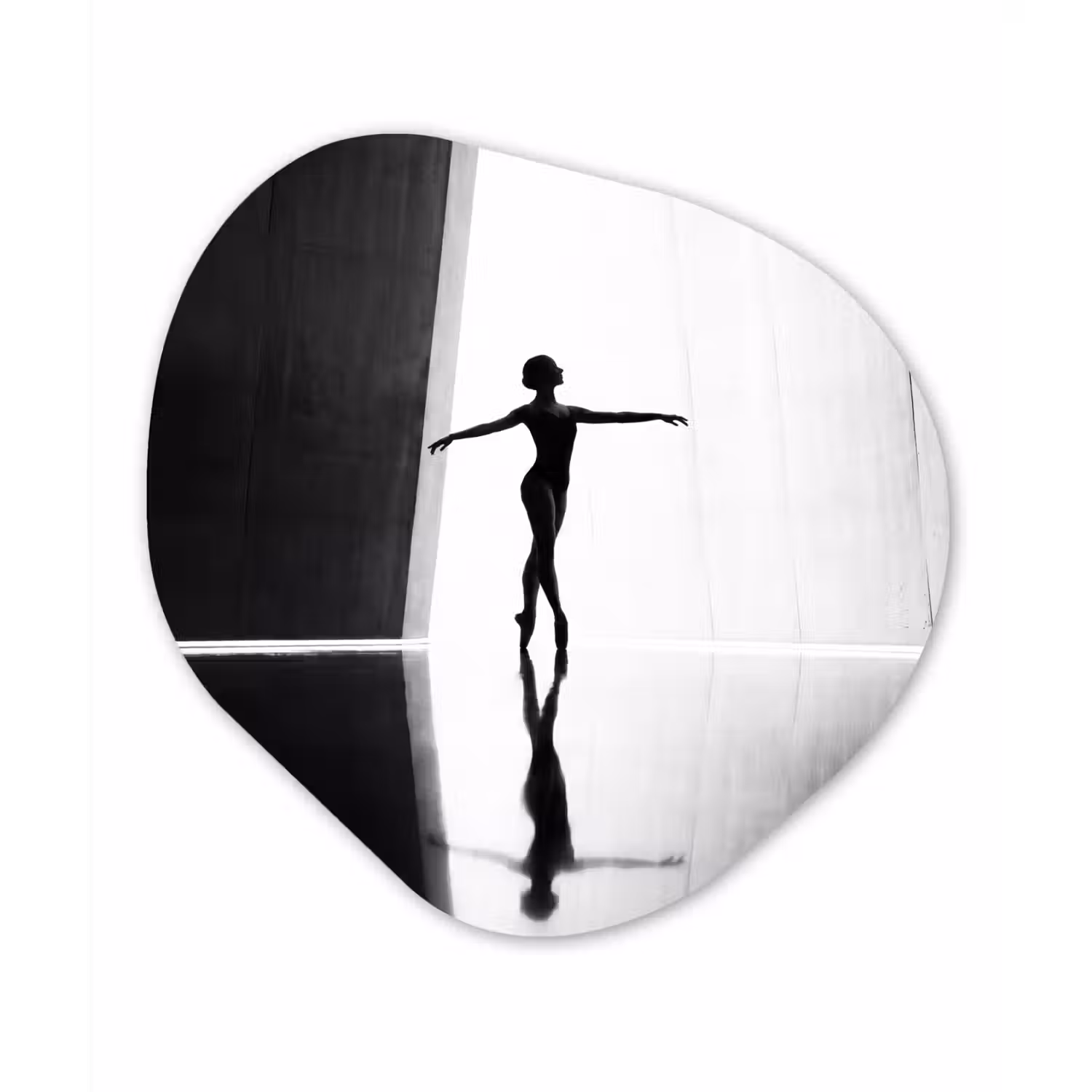 Danser - Silhouette - Kunst - Modern - Zwart-wit Wandcirkel Organisch Forex 3mm klein -3d