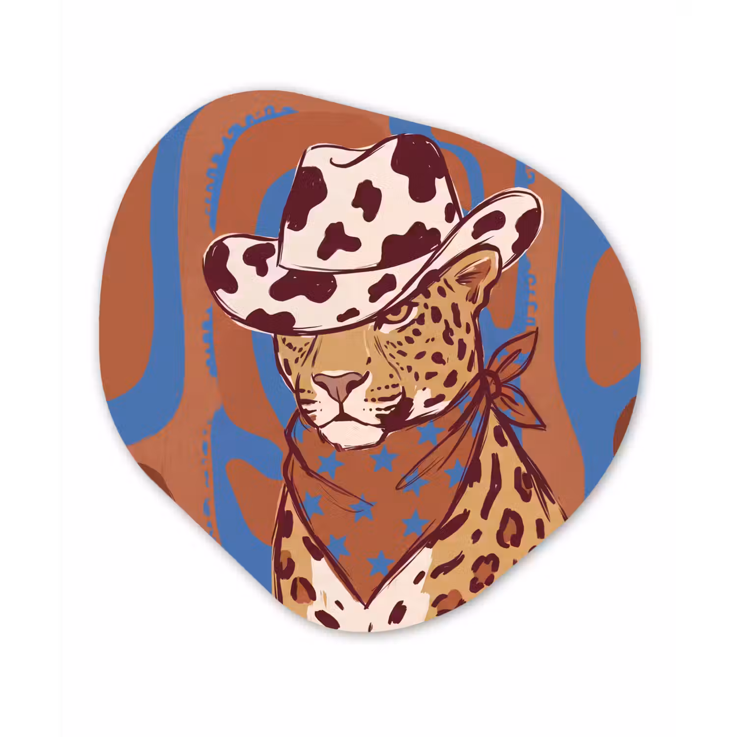 Dieren - Cowboyhoed - Modern - Illustratie - Bruin Wandcirkel Organisch Forex 3mm klein -3d