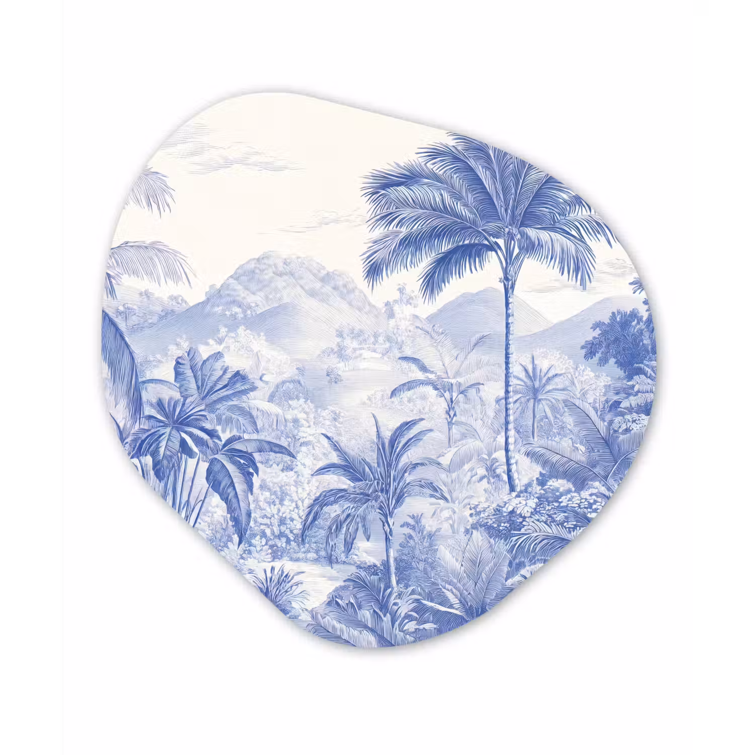 Tropisch - Jungle - Blauw Wandcirkel Organisch Forex 3mm klein -3d