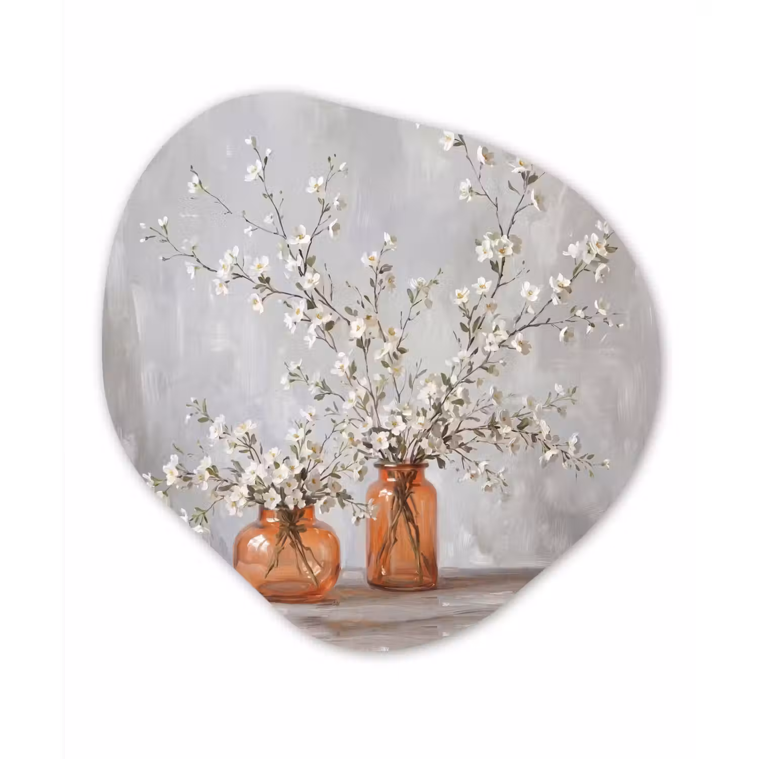 Vazen - Bloemen - Oranje Wandcirkel Organisch Forex 3mm klein -3d