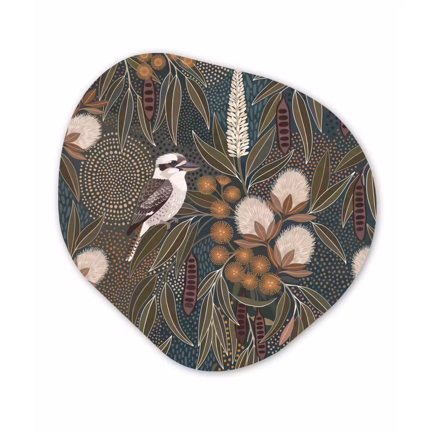 Vogel - Bladeren - Natuur - Illustratie - Groen Wandcirkel Organisch Forex 3mm klein -3d