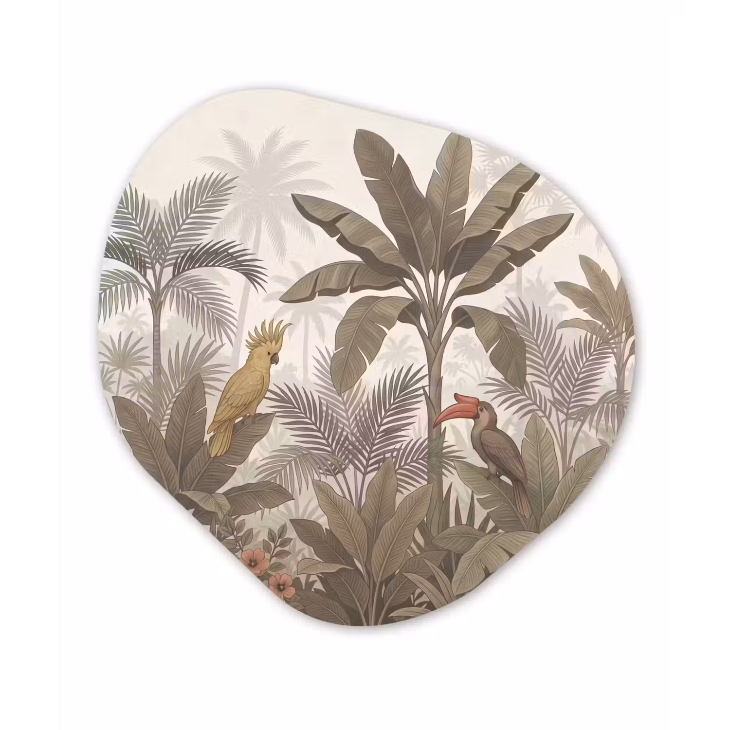 Vogel - Jungle - Tropisch - Illustratie - Groen Wandcirkel Organisch Forex 3mm klein -3d