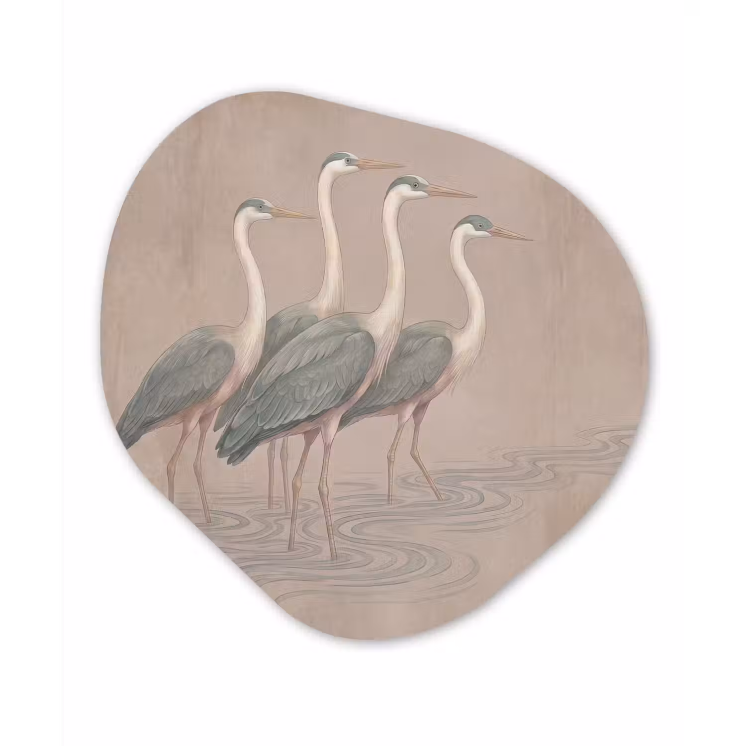 Vogel - Water - Natuur - Vintage Wandcirkel Organisch Forex 3mm klein -3d