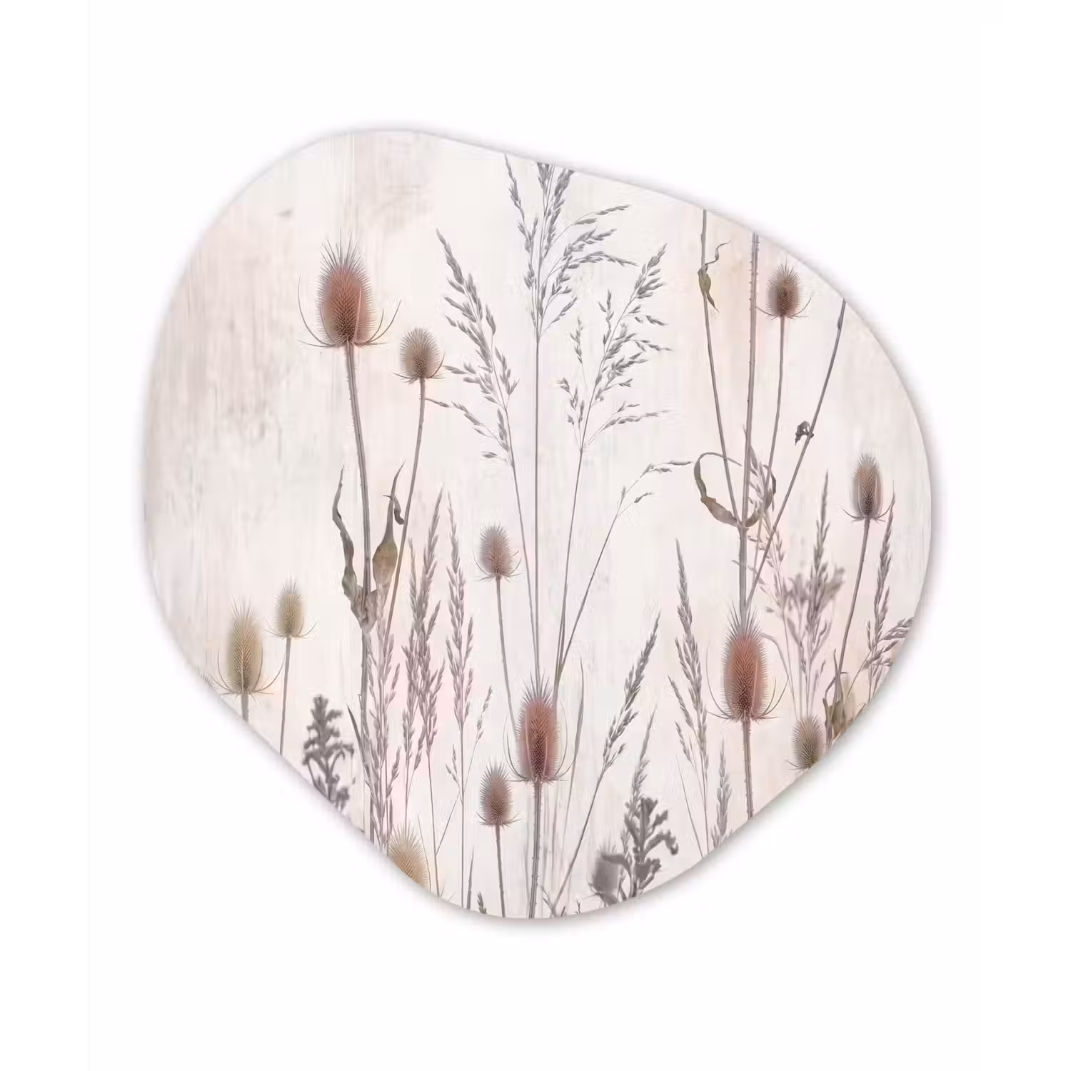 Weidebloemen - Design - Sepia Wandcirkel Organisch Forex 3mm klein -3d