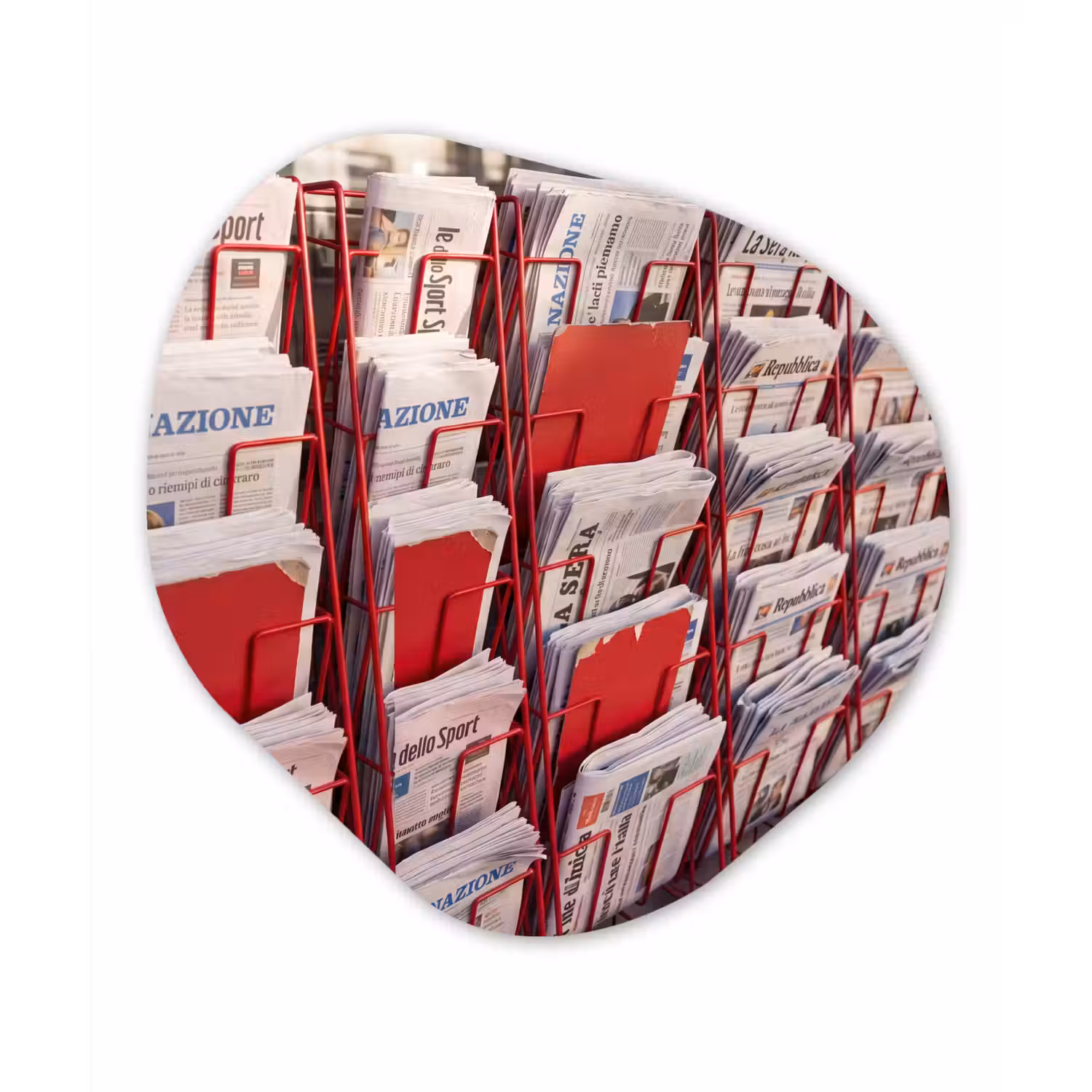 Kranten - Rek - Stedelijk - Dagelijks leven - Rood Wandcirkel Organisch Forex 3mm klein -3d