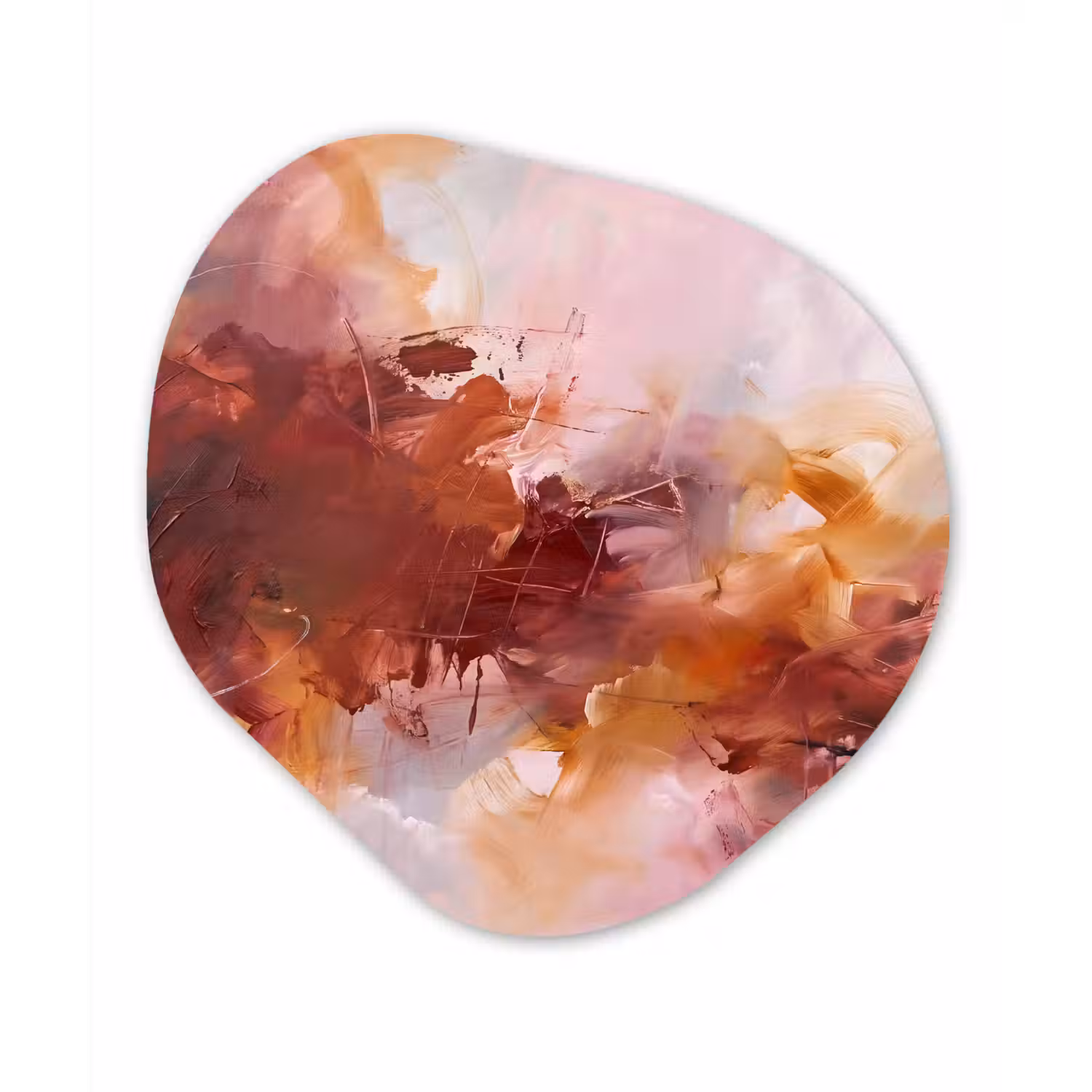 Abstract - Kleurrijk - Kunst - Modern - Roze-Rood Wandcirkel Organisch Forex 3mm klein -3d
