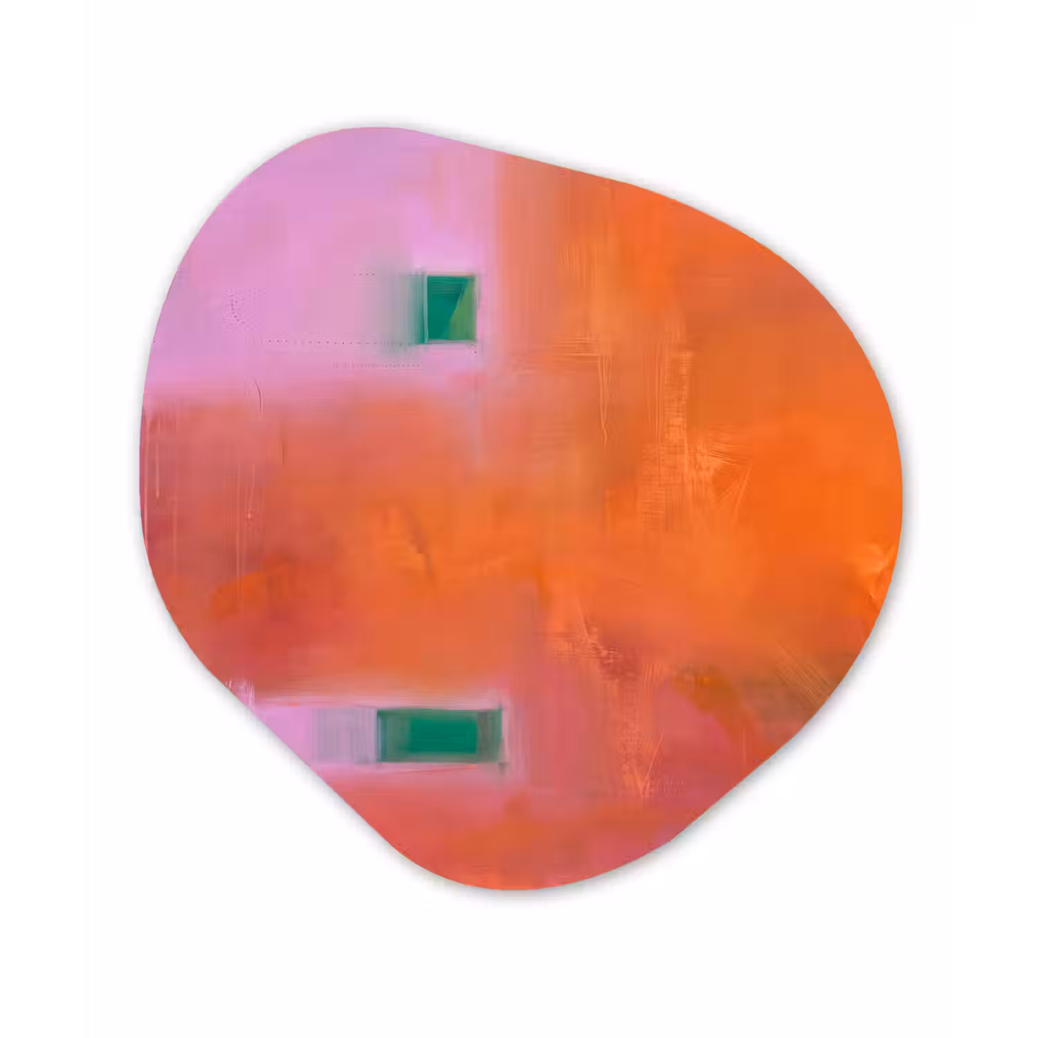Abstract - Vlakken - Kunst - Modern - Oranje Wandcirkel Organisch Forex 3mm klein -3d