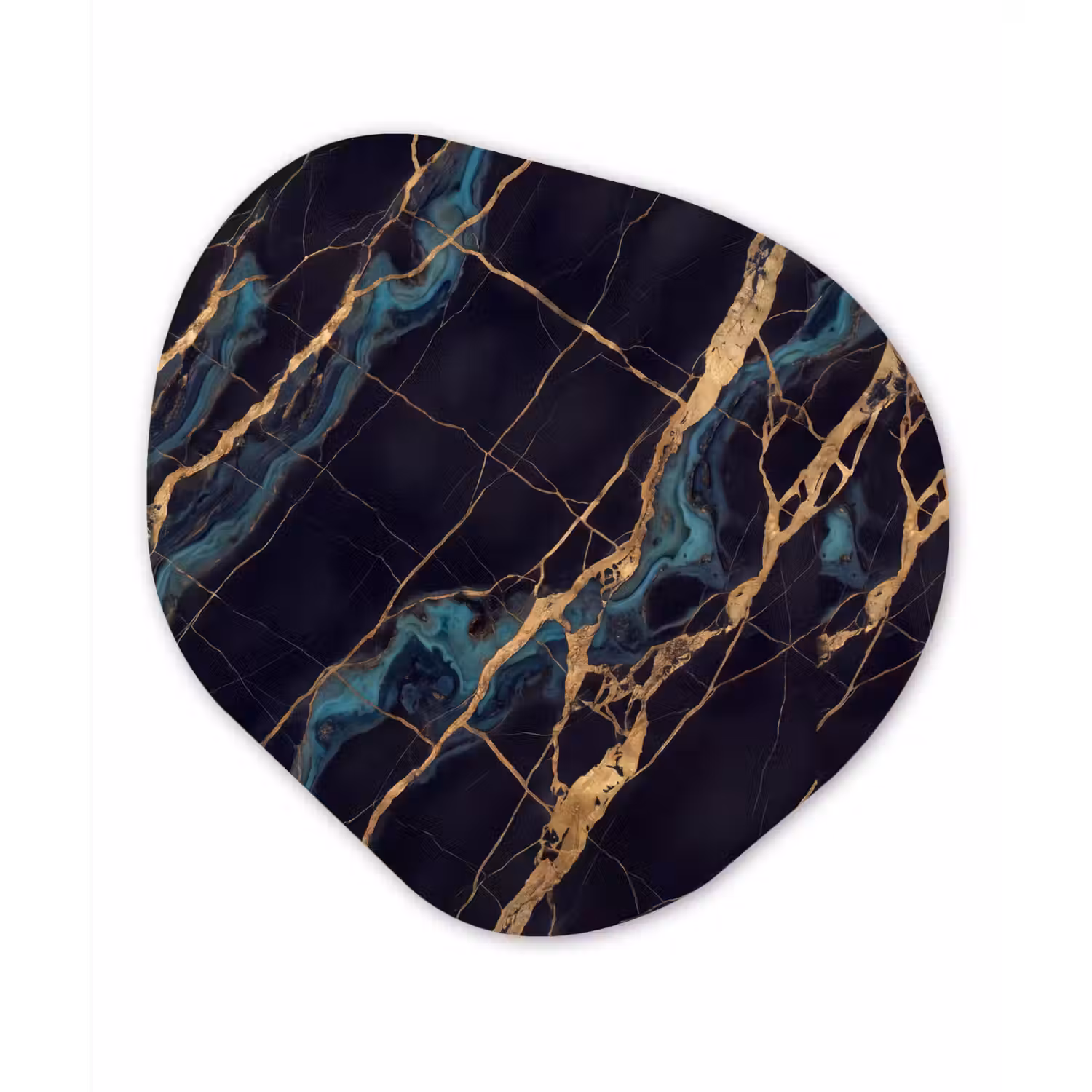 Abstract - Gouden lijnen - Kunst - Modern - Zwart Wandcirkel Organisch Forex 3mm klein -3d