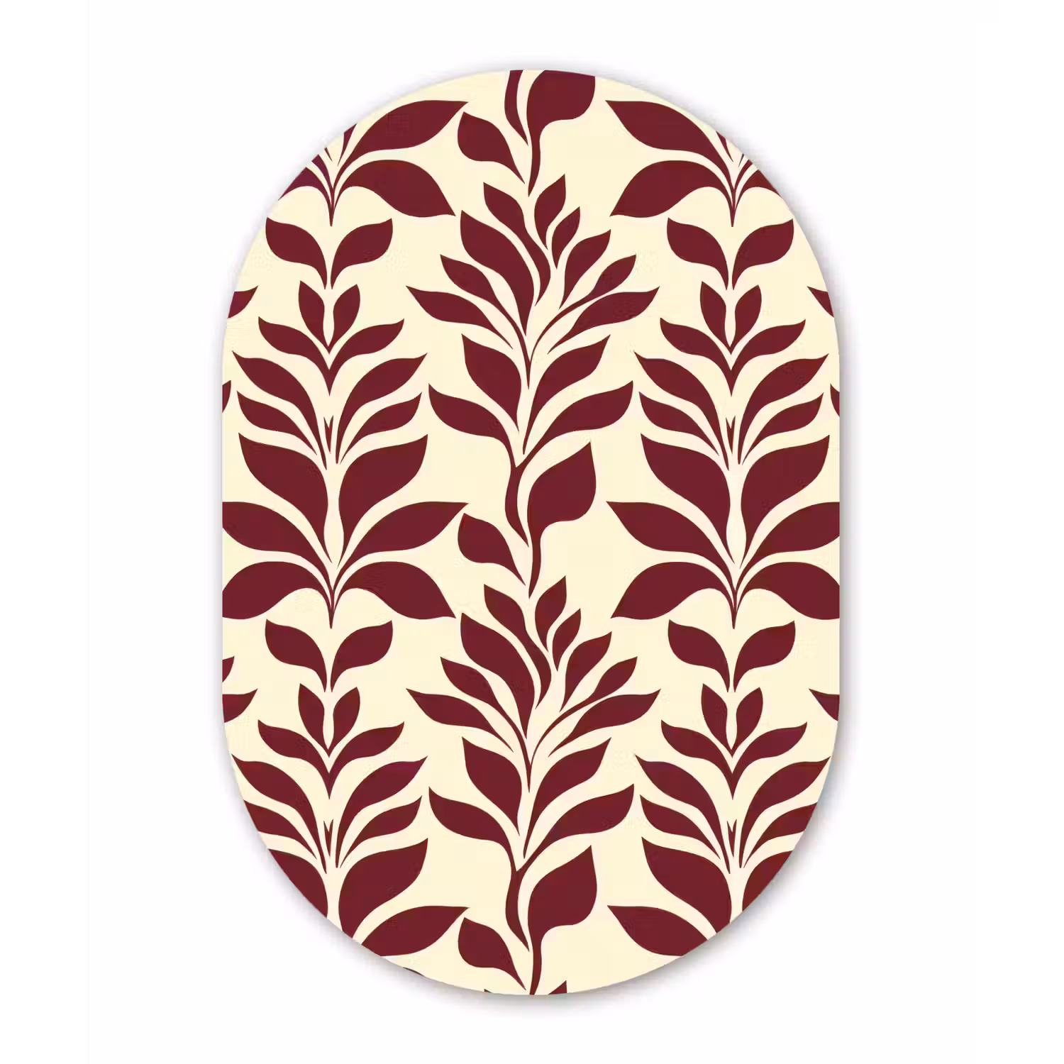 Abstract - Bladeren - Burgundy Wandcirkel Ovaal Forex klein 630 -3d