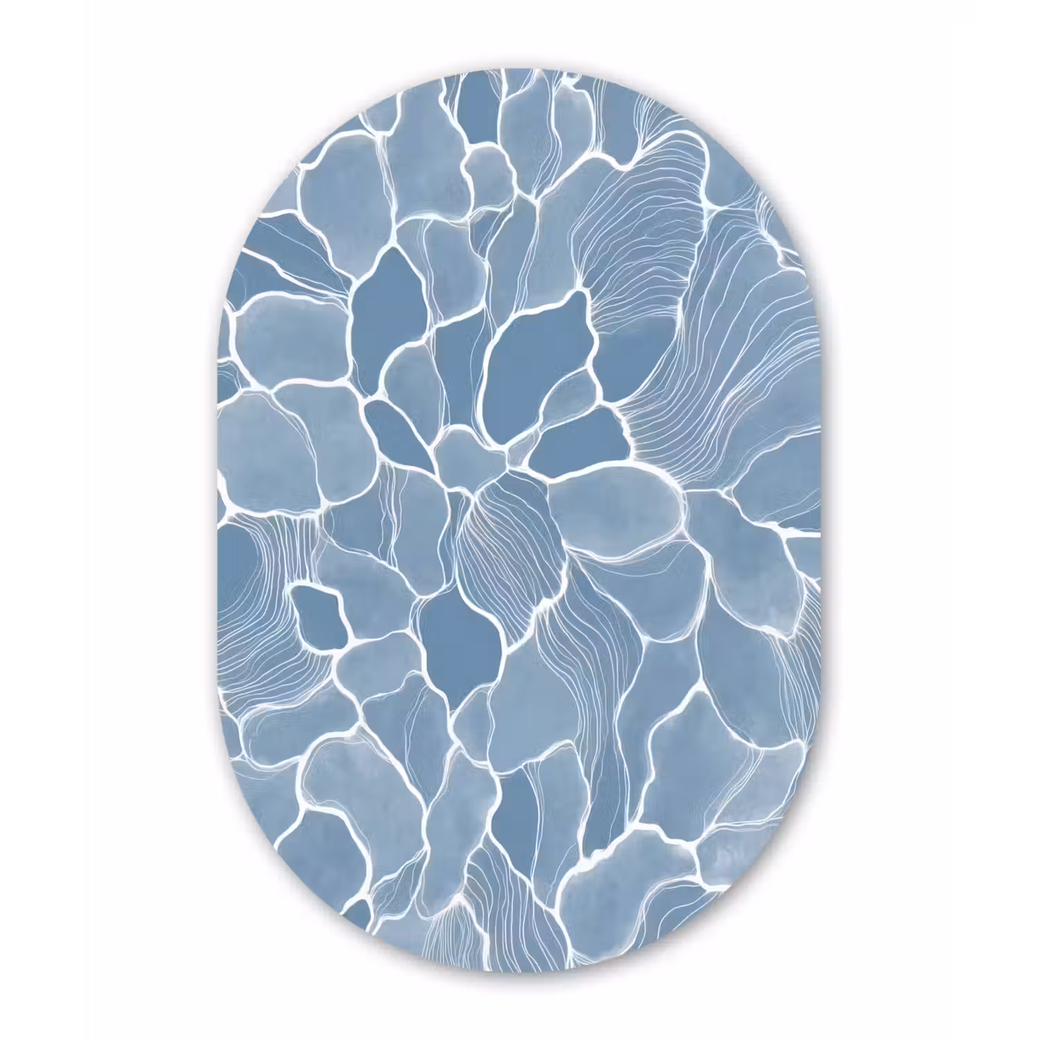 Abstract - Blauw - Bladeren Wandcirkel Ovaal Forex klein -3d