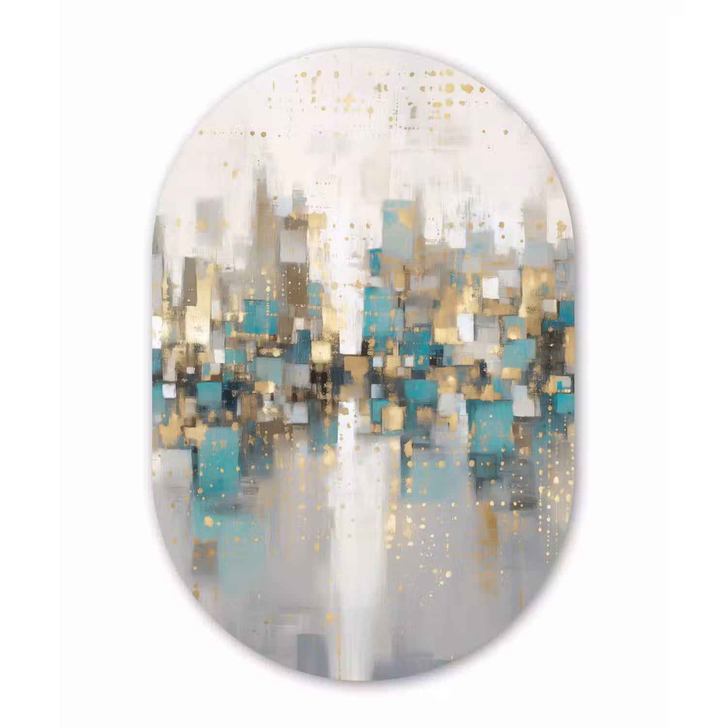 Abstract - Blokken - Goud - Skyline Wandcirkel Ovaal Forex klein -3d