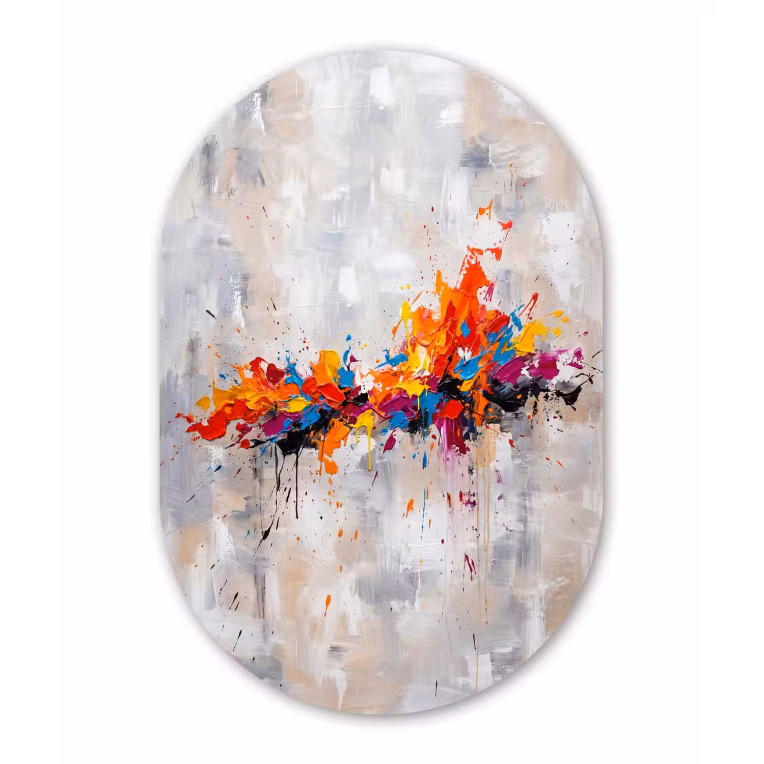 Abstract - Schilderij - Kleurrijk - Dynamisch Wandcirkel Ovaal Forex klein -3d
