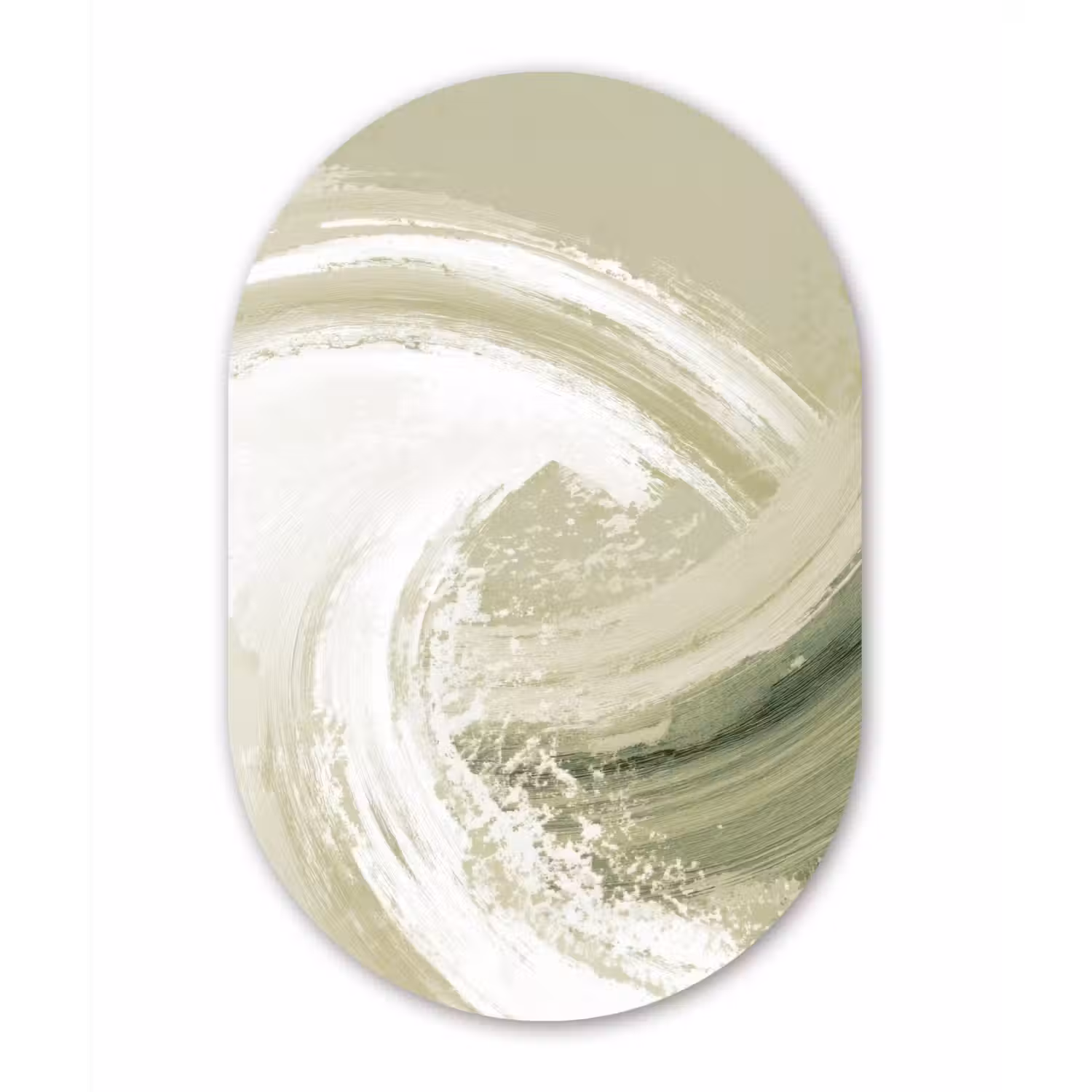 Abstract - Penseelstreken - Golven - Groen Wandcirkel Ovaal Forex klein -3d