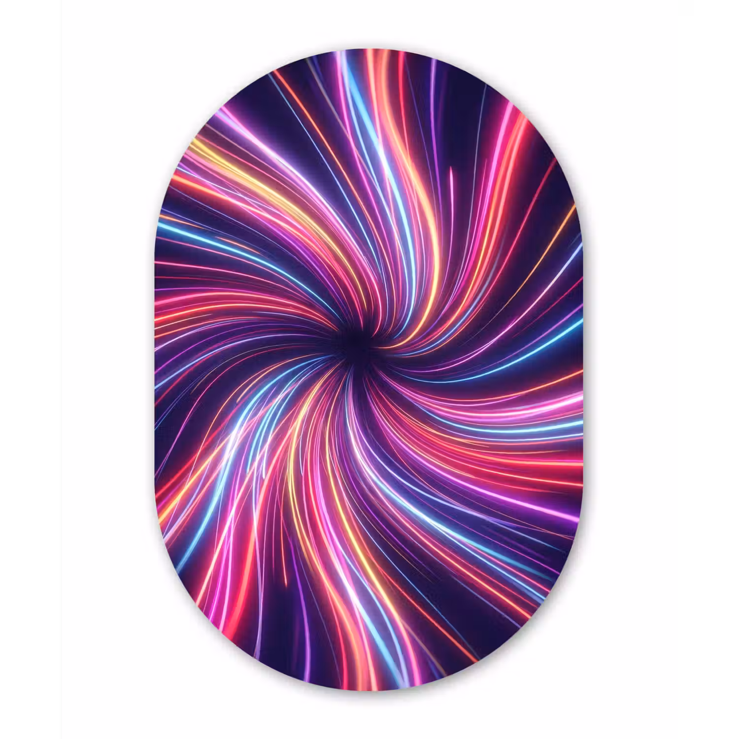 Abstract - Swirl - Futuristic - Neon Wandcirkel Ovaal Forex klein -3d