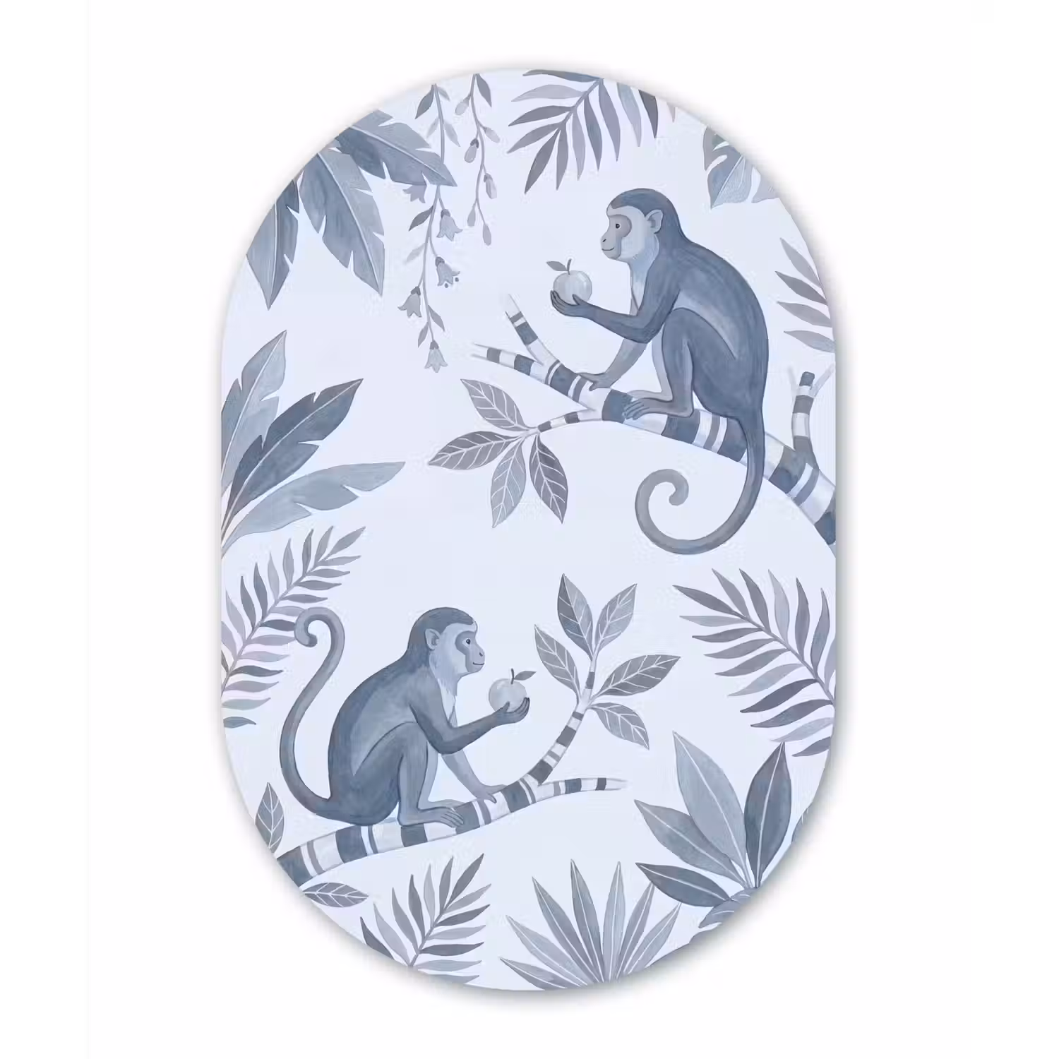 Aap - Boom - Bladeren - Jungle - Illustratie Wandcirkel Ovaal Forex klein -3d