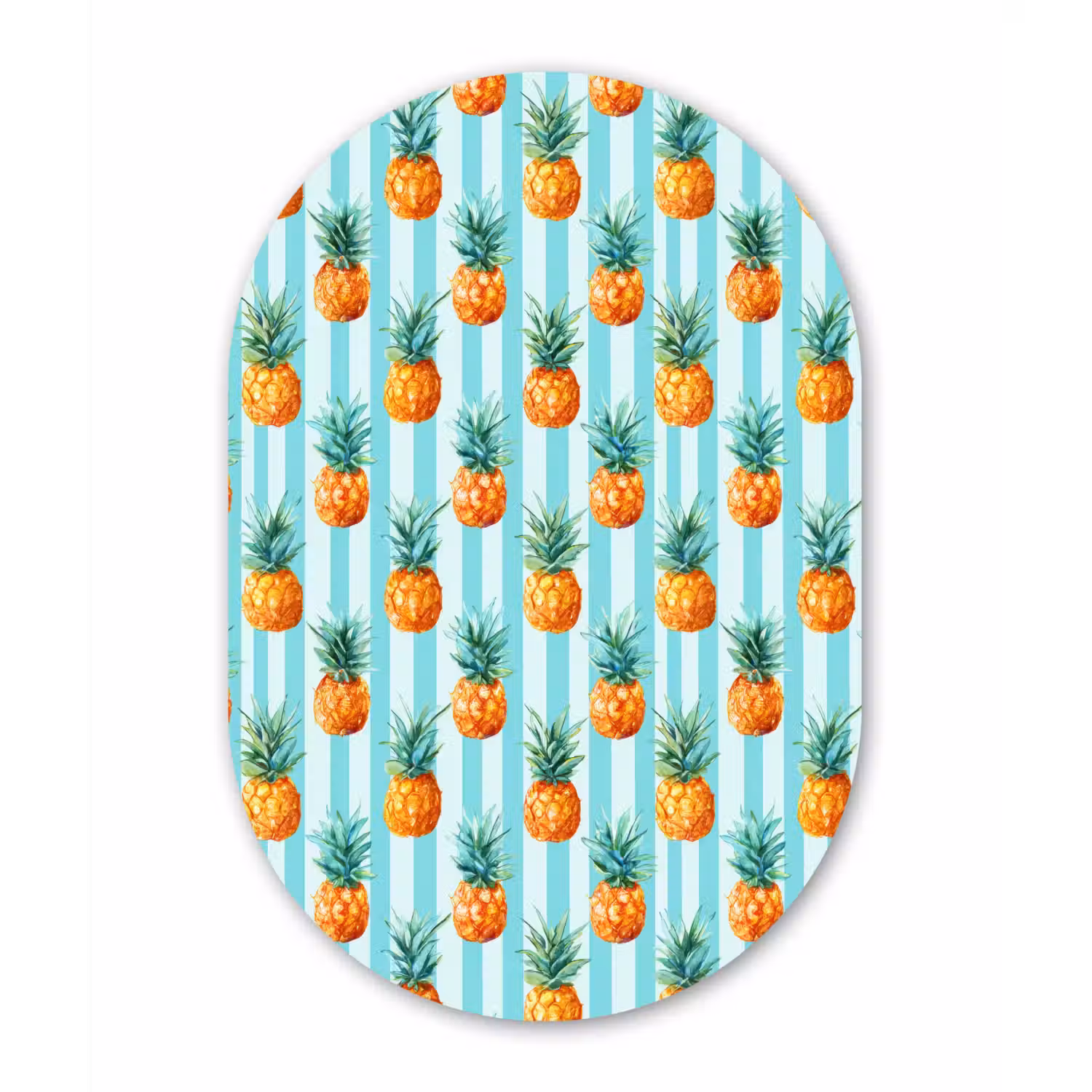 Ananas - Strepen - Groen Wandcirkel Ovaal Forex klein 630 -3d
