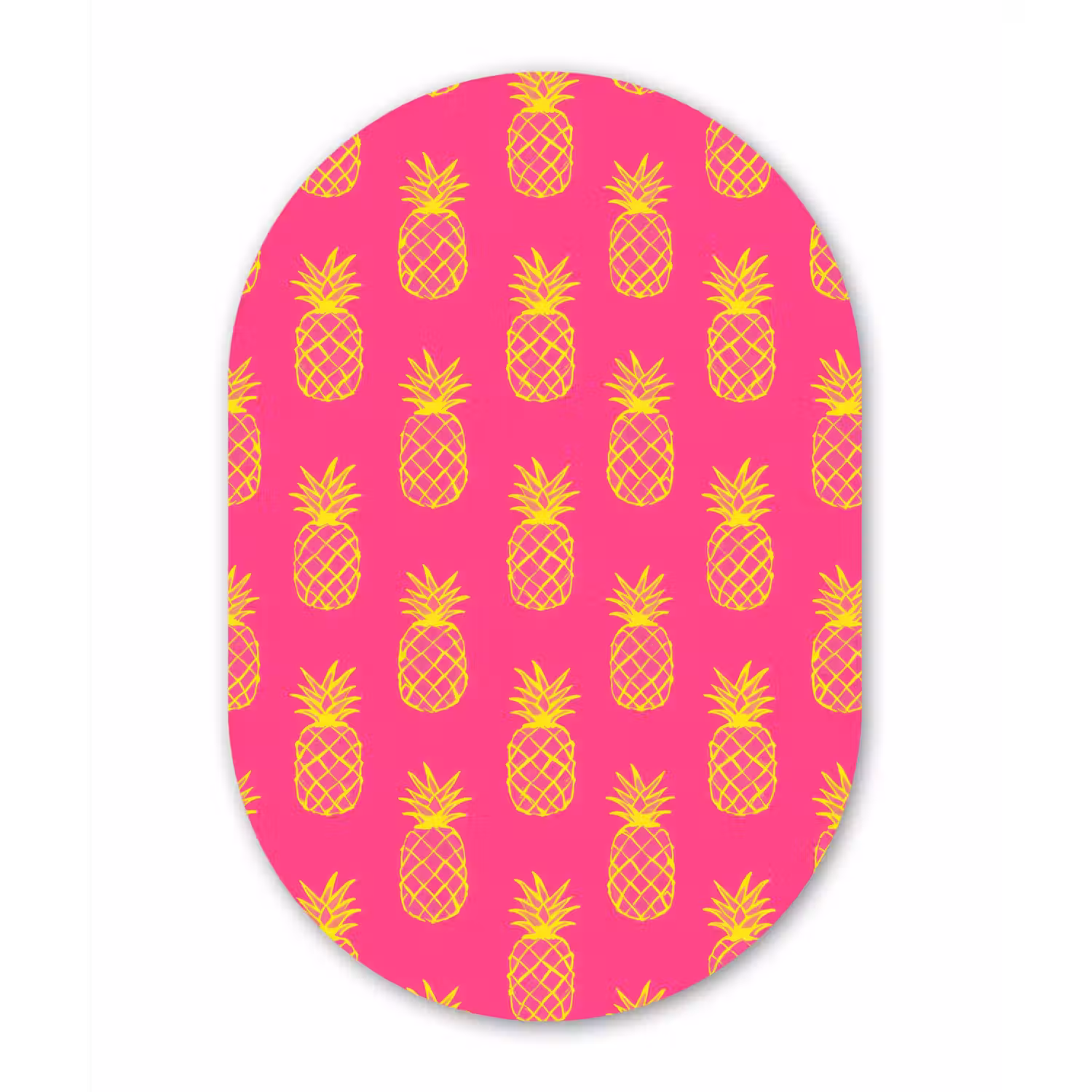 Ananas - Trendy - Roze Wandcirkel Ovaal Forex klein 630 -3d