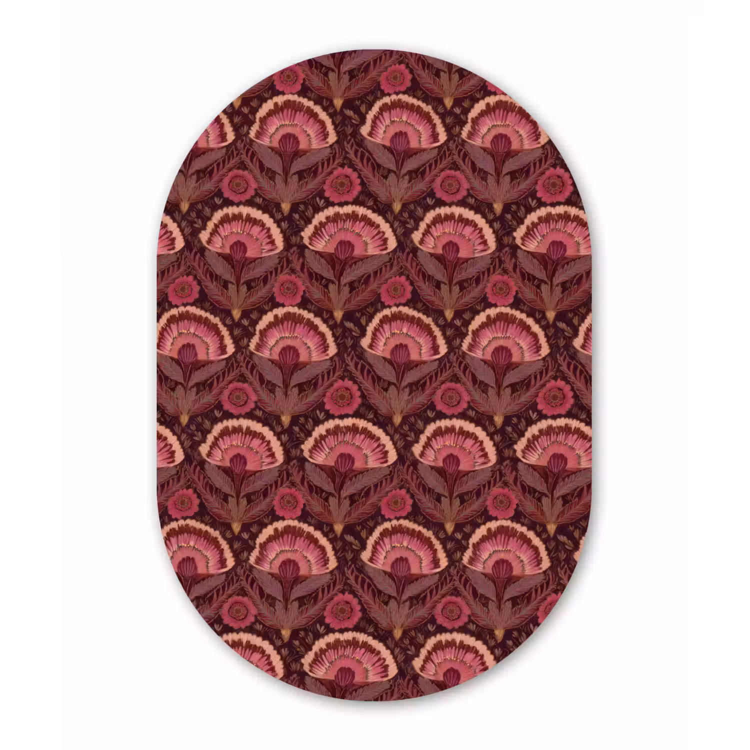 Antiek - Bloemen - Kleurrijk Wandcirkel Ovaal Forex klein 630 -3d