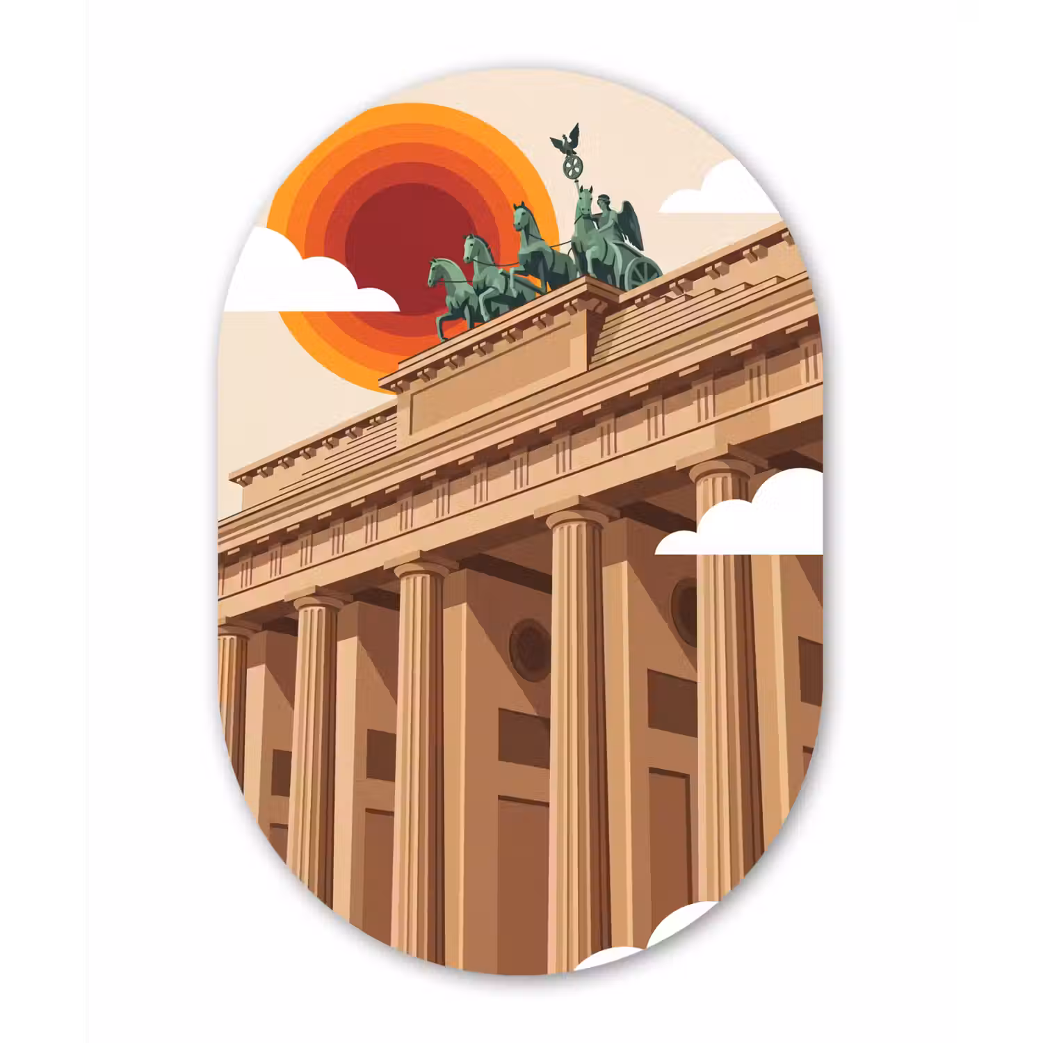 Architectuur - Brandenburg - Berlijn - Zonsondergang - Historisch Wandcirkel Ovaal Forex klein -3d