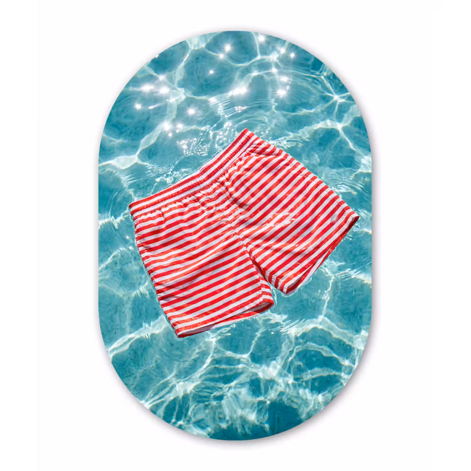 Zwemkleding - Gestreept - Water - Zomer - Rood-wit Wandcirkel Ovaal Forex klein -3d