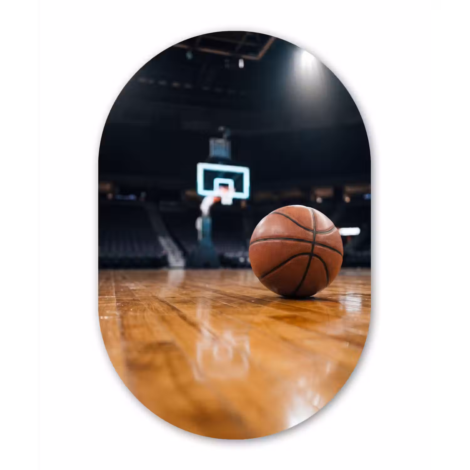 Basketbal - Arena - Sport Wandcirkel Ovaal Forex klein -3d