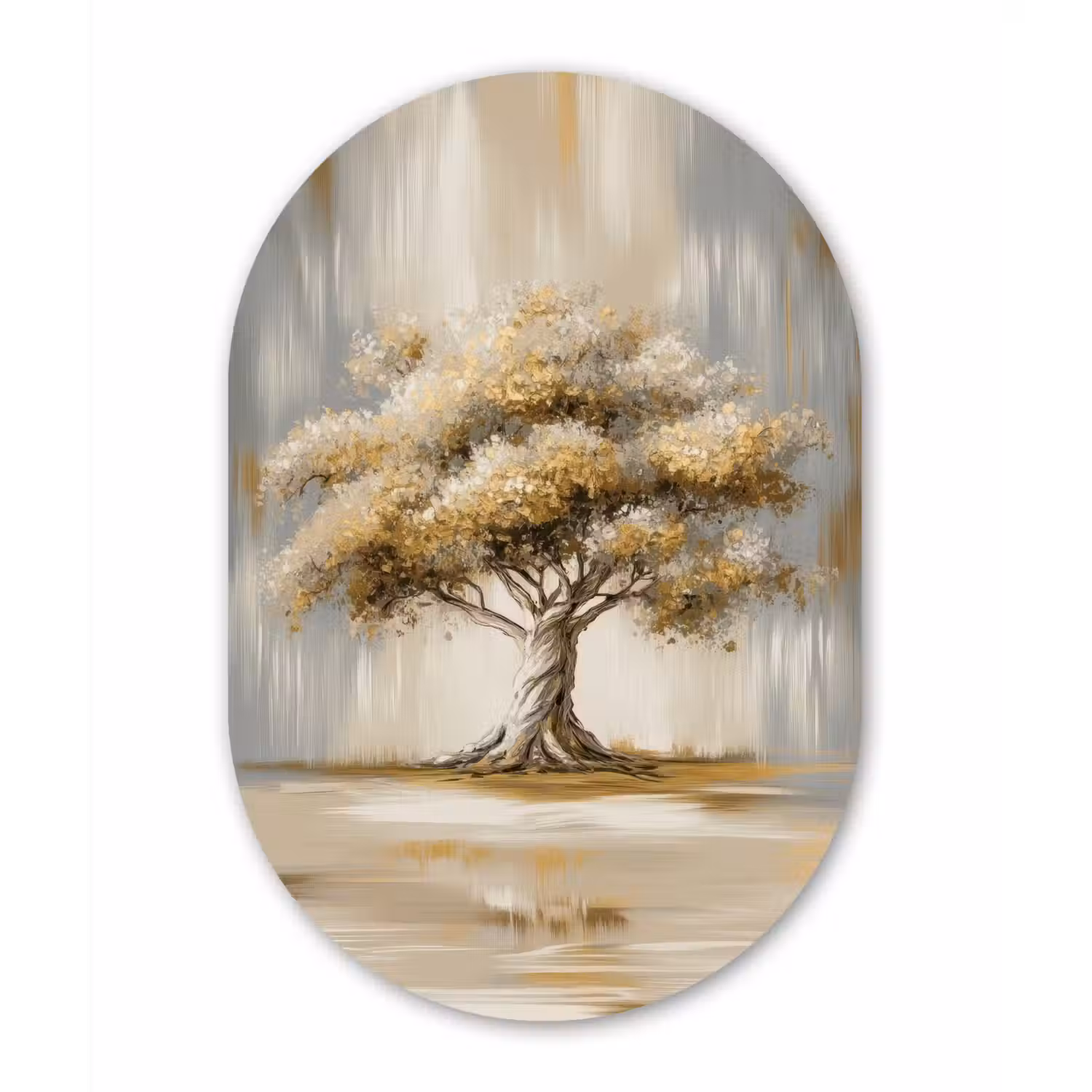 Boom - Bladeren - Abstract - Wit Wandcirkel Ovaal Forex klein -3d