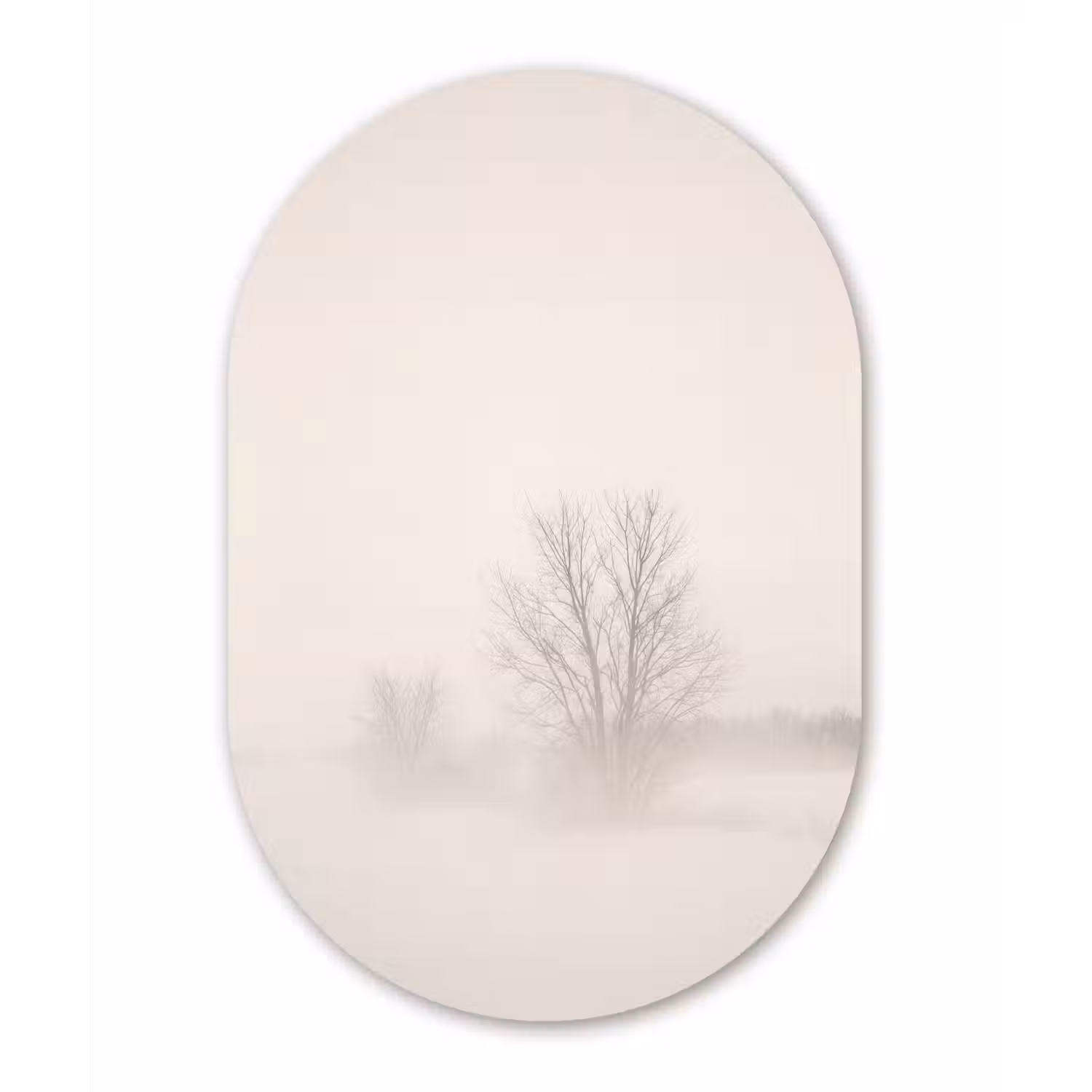 Boom - Mist - Sneeuw - Winter - Minimalistisch Wandcirkel Ovaal Forex klein -3d