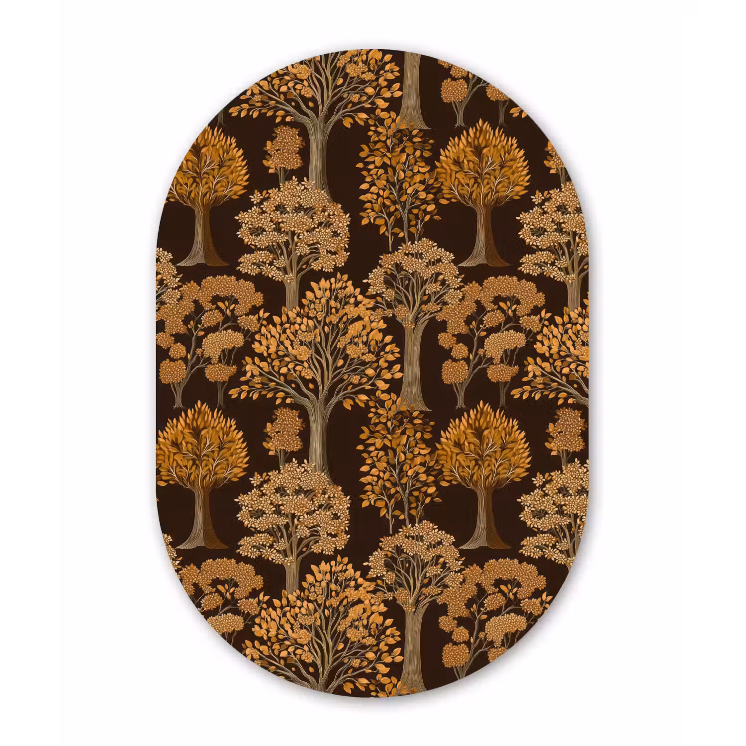 Bomen - Patroon - Bruin Wandcirkel Ovaal Forex klein 630 -3d