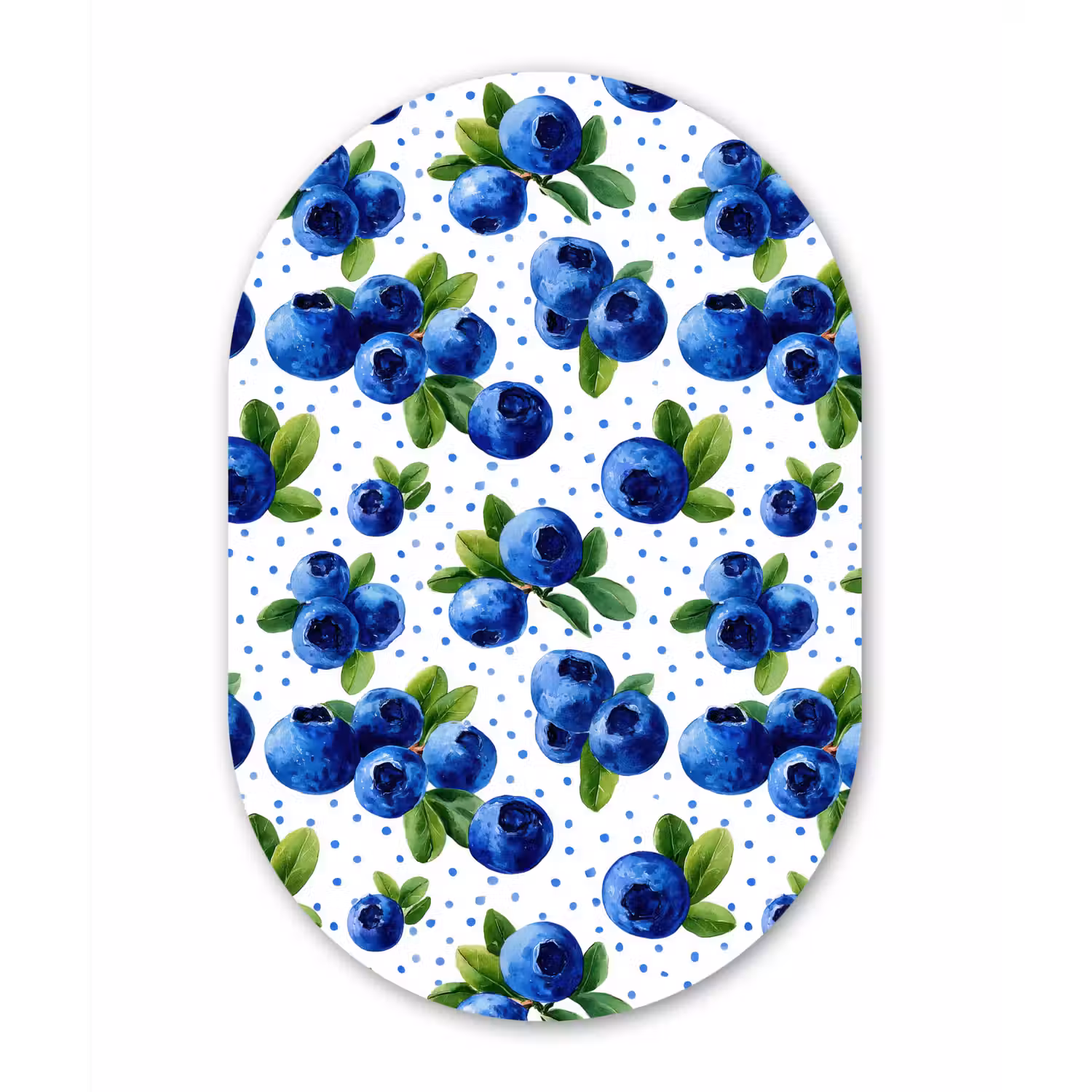 Bessen - Patroon - Blauw Wandcirkel Ovaal Forex klein 630 -3d