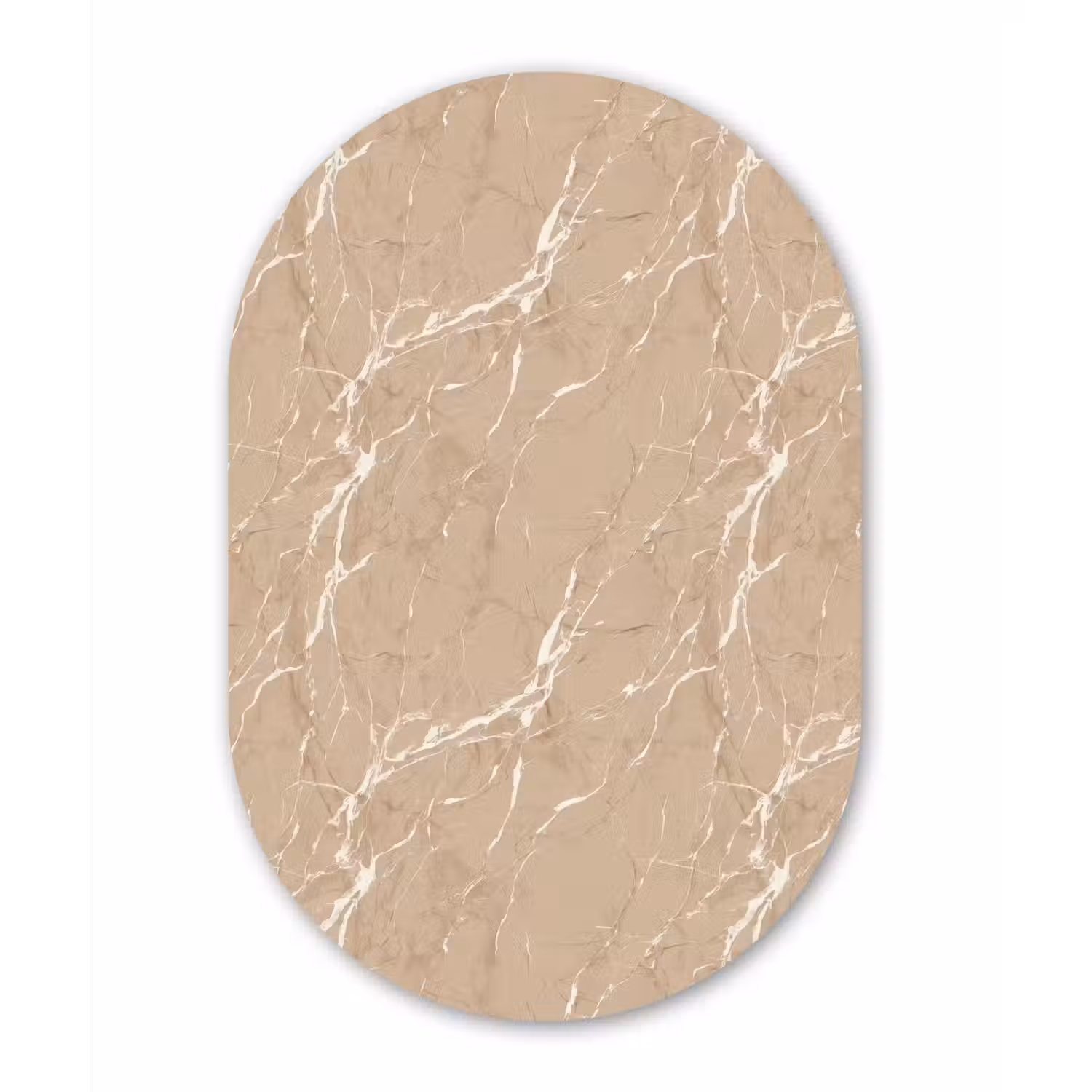 Beige - Marmer - Organisch - Wit Wandcirkel Ovaal Forex klein 630 -3d