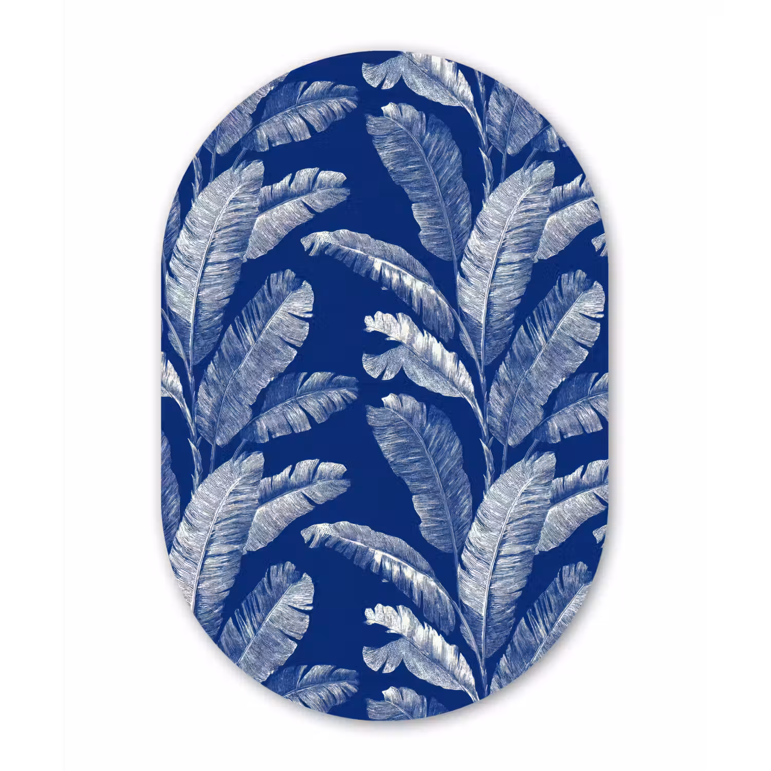 Blad - Palm - Blauw Wandcirkel Ovaal Forex klein 630 -3d