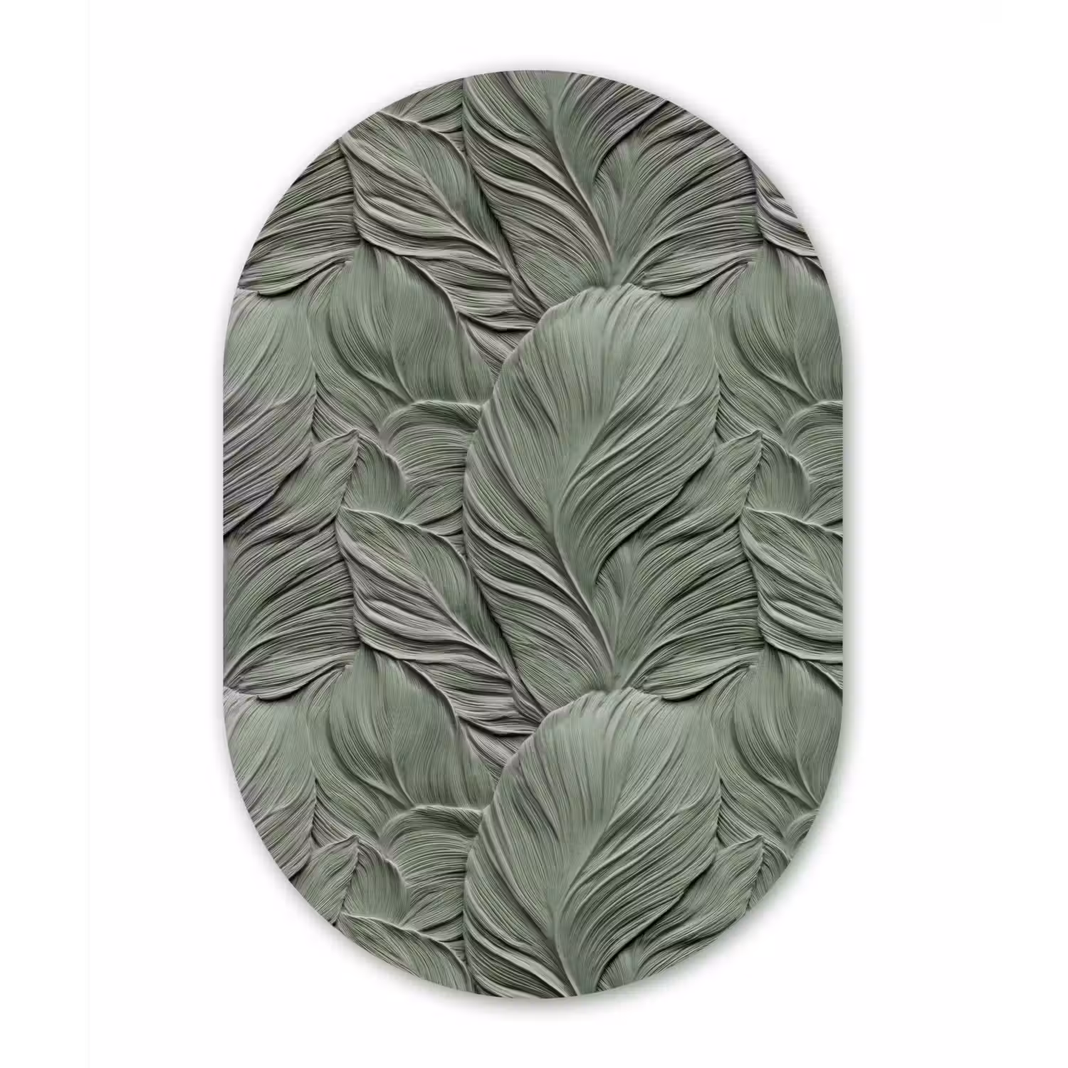 Bladeren - Textuur - Groen Wandcirkel Ovaal Forex klein 630 -3d