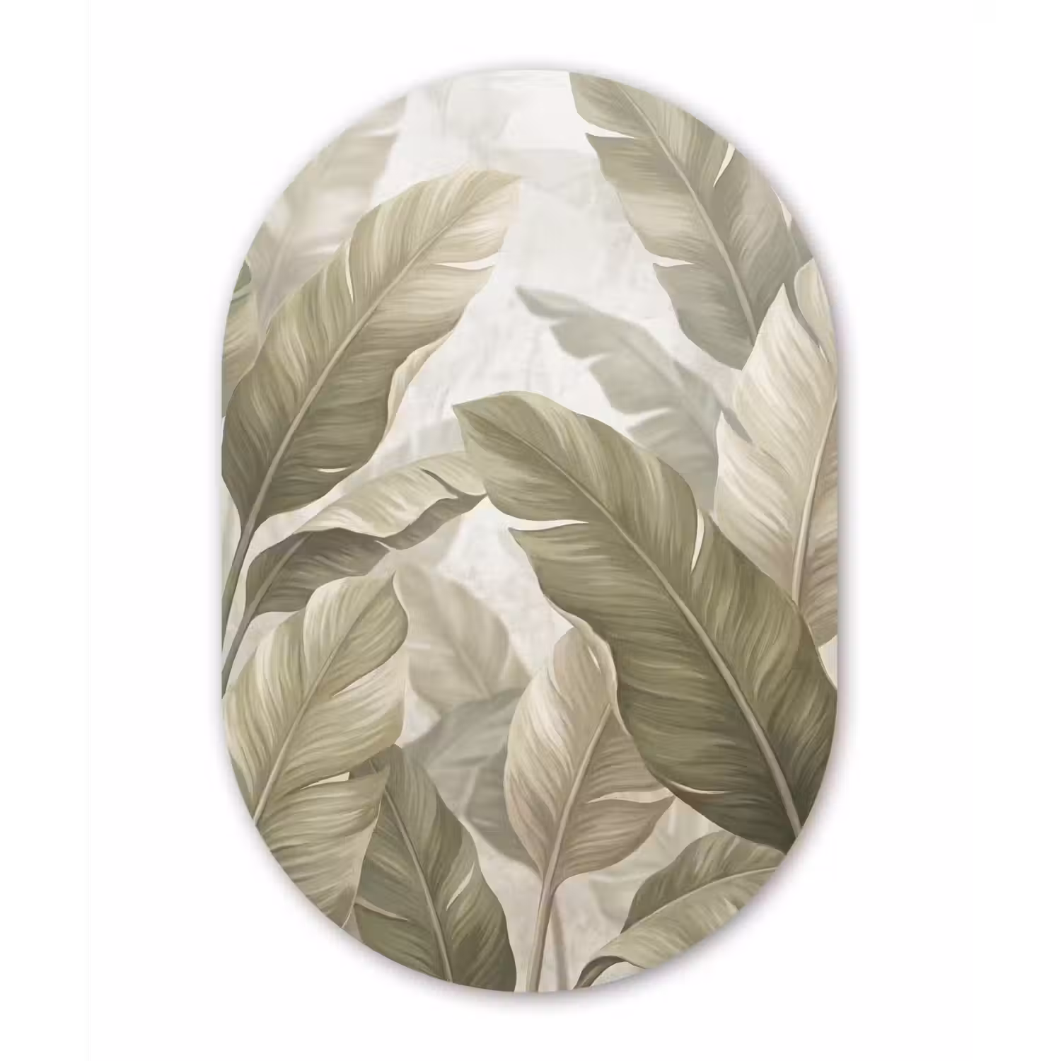 Bladeren - Tropisch - Natuur - Abstract - Beige Wandcirkel Ovaal Forex klein -3d