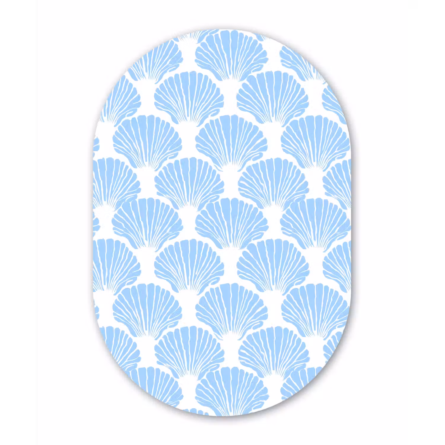 Blauw - Wit - Schelpen - Grafisch - Structuur Wandcirkel Ovaal Forex klein 630 -3d