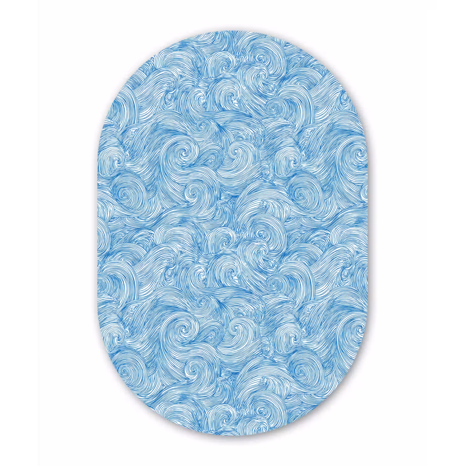 Blauw - Wit - Spiraal - Golven - Lijnen Wandcirkel Ovaal Forex klein 630 -3d