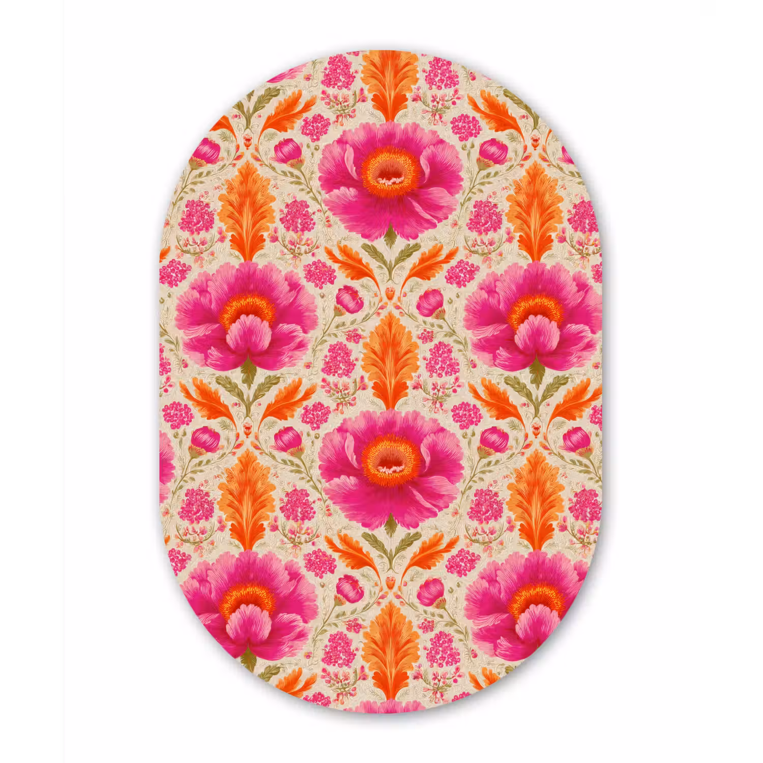 Bloemen - Barok - Roze - Oranje Wandcirkel Ovaal Forex klein 630 -3d