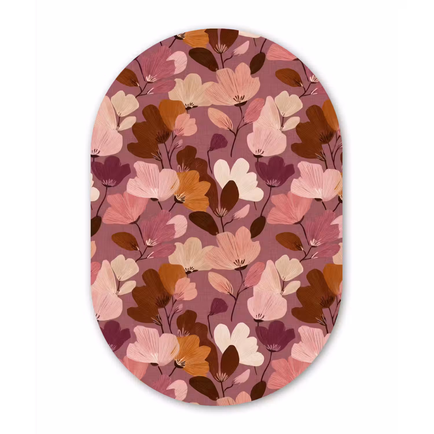 Bloem - Patroon - Roze Wandcirkel Ovaal Forex klein 630 -3d