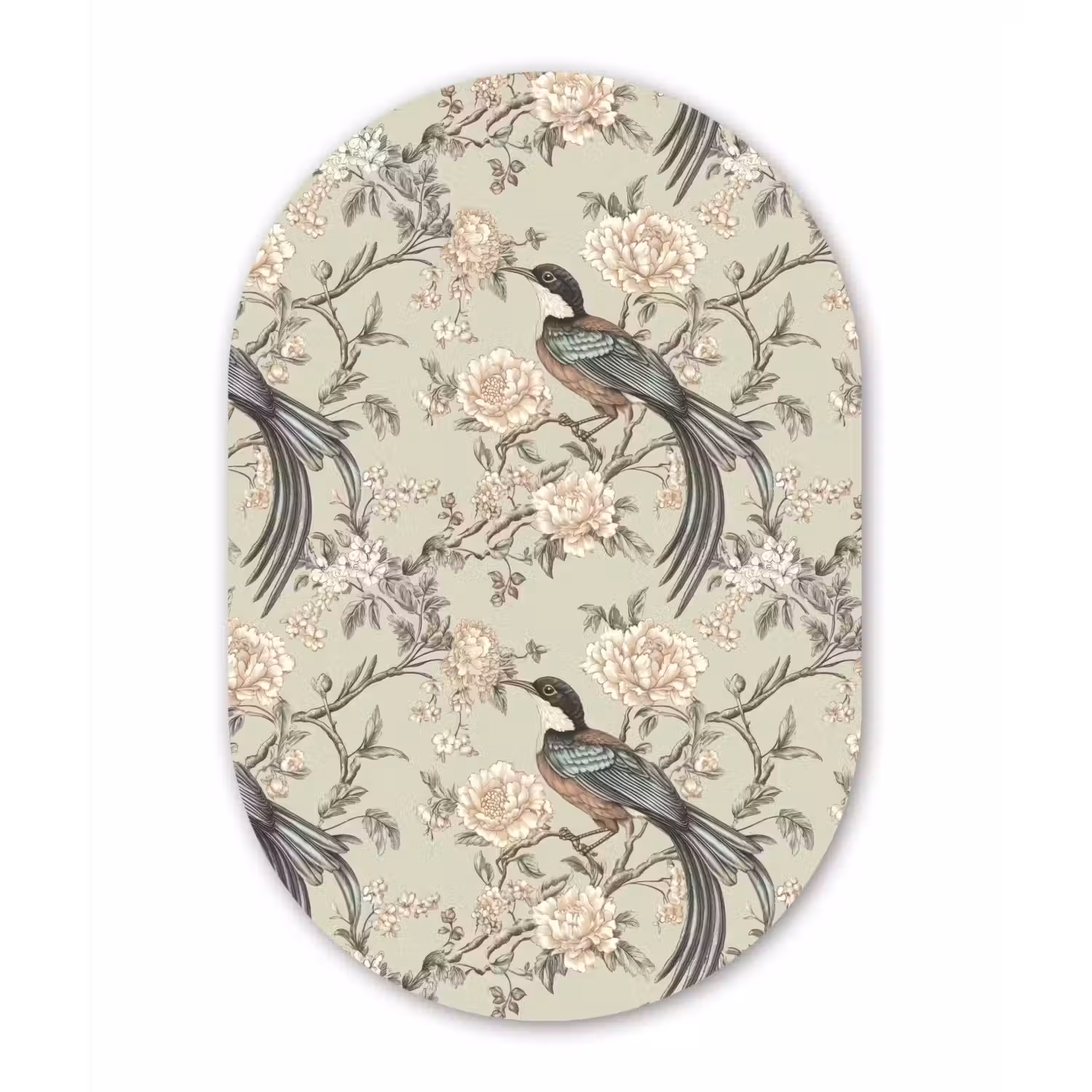 Bloem - Vogel - Kleurrijk Wandcirkel Ovaal Forex klein 630 -3d