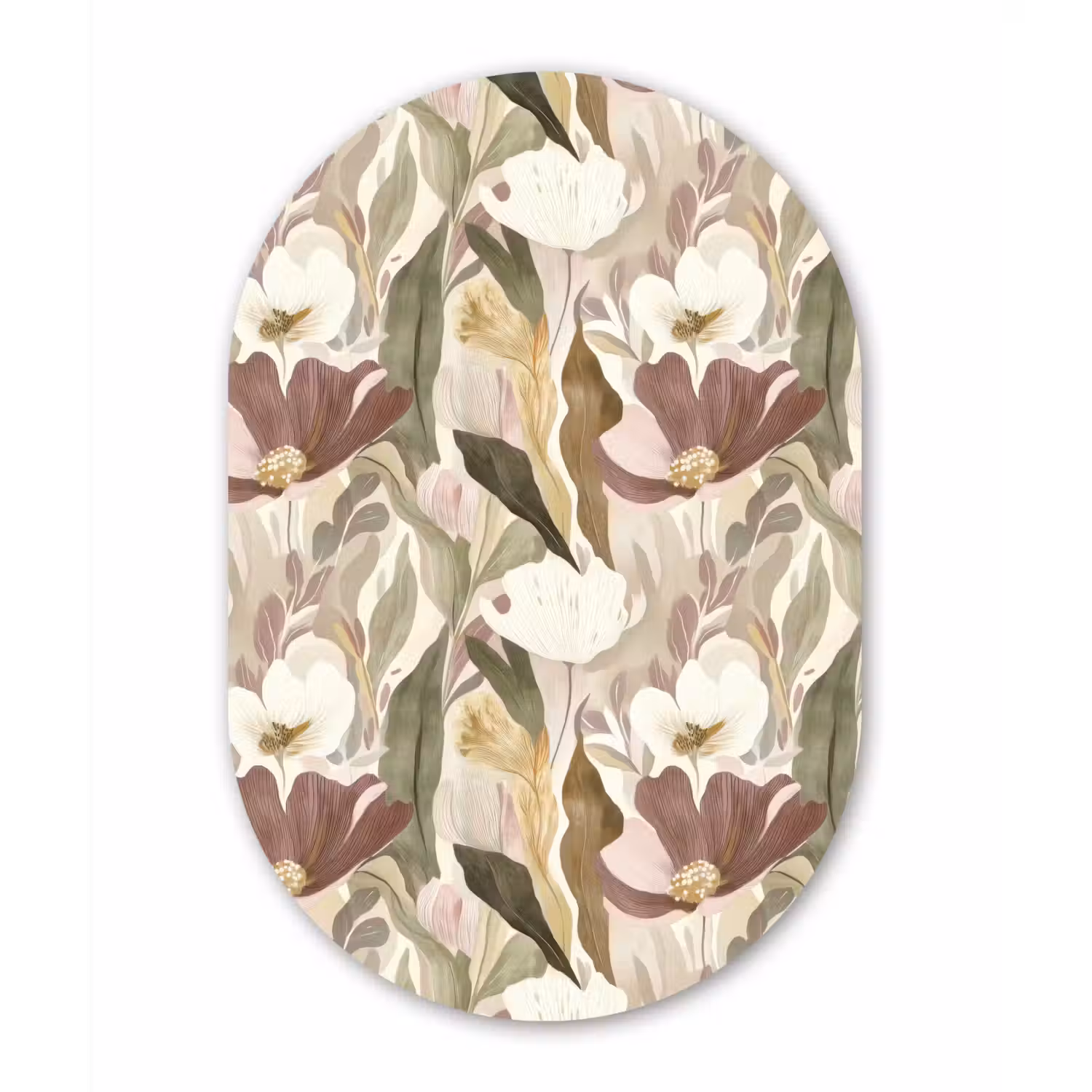 Bloemen - Aquarel - Kleurrijk Wandcirkel Ovaal Forex klein 630 -3d