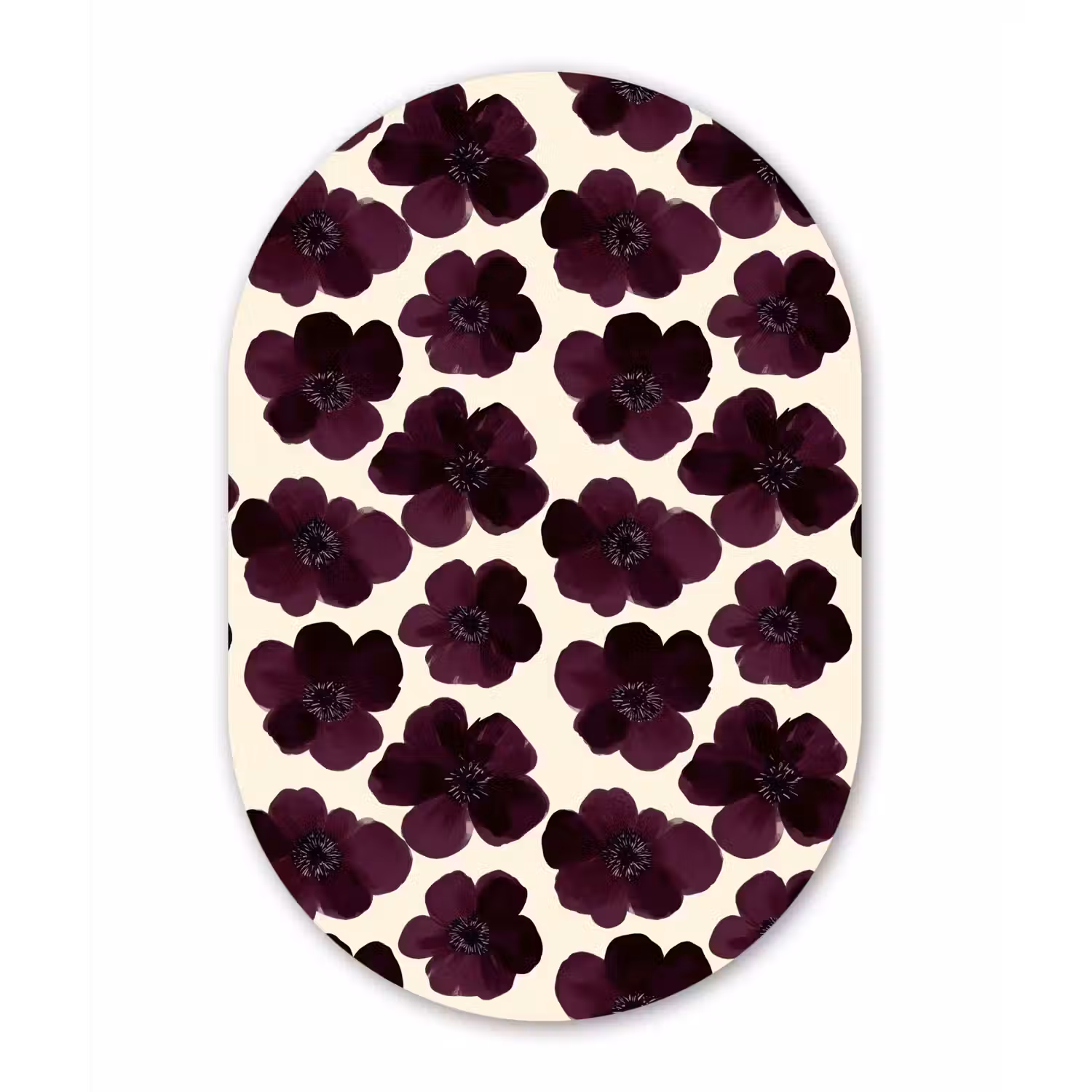 Bloemen - Aquarel - Paars Wandcirkel Ovaal Forex klein 630 -3d
