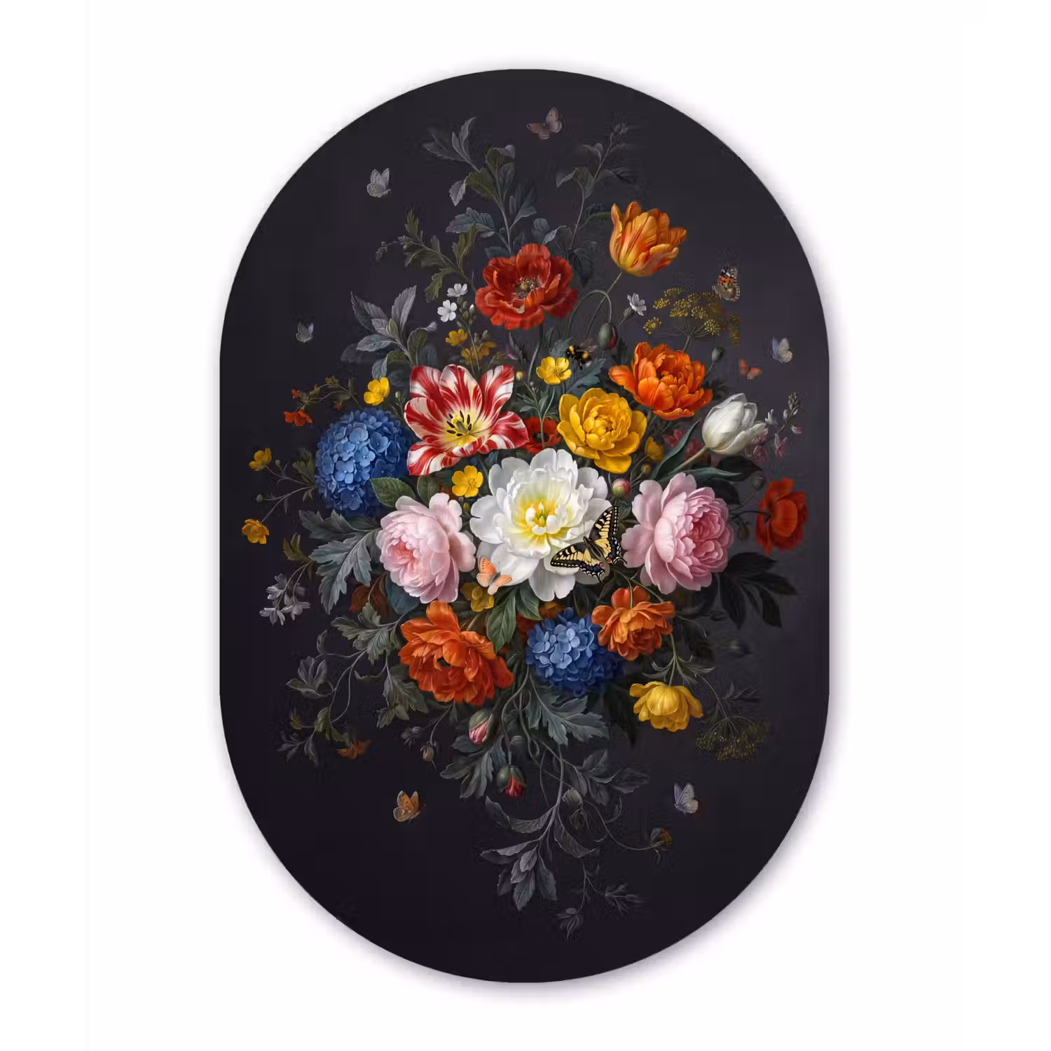 Bloemen - Boeket - Klassiek - Kleurrijk - Natuur Wandcirkel Ovaal Forex klein -3d