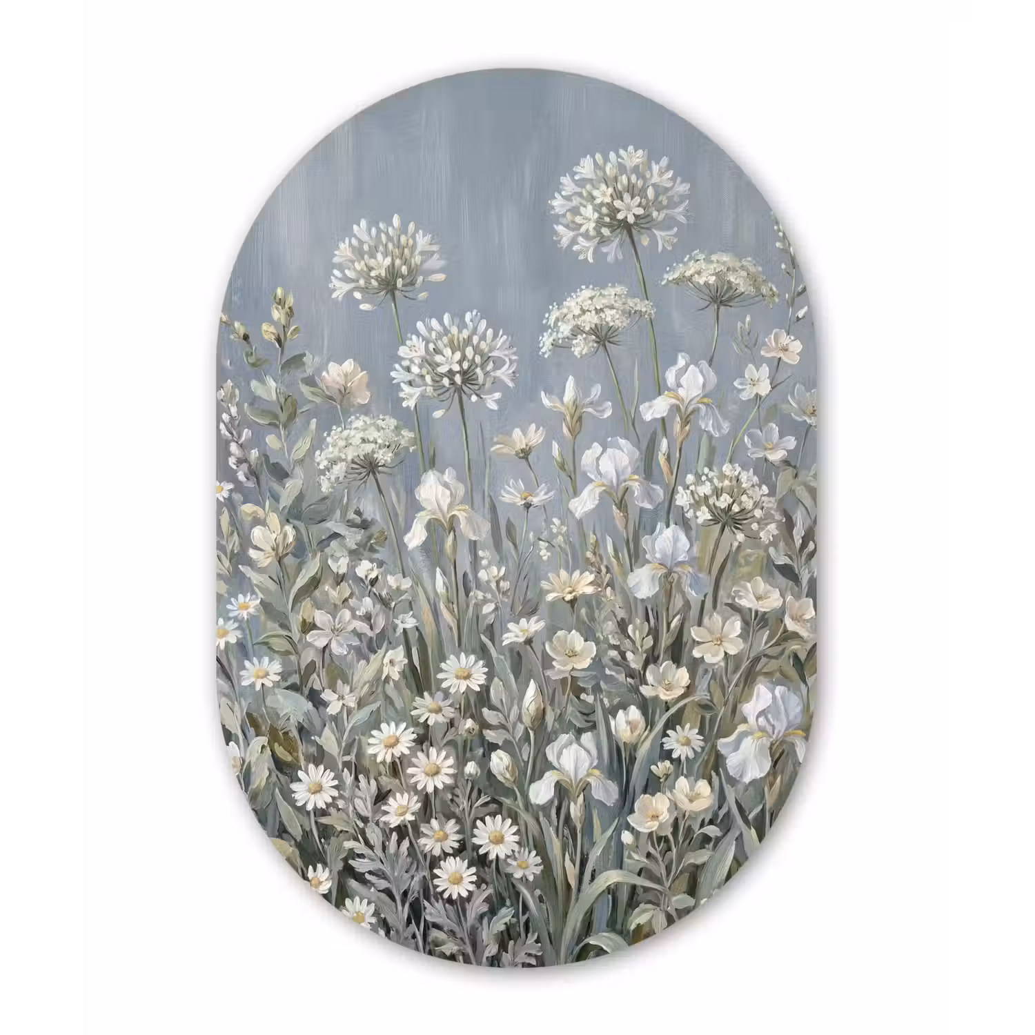 Bloemen - Botanisch - Blauw Wandcirkel Ovaal Forex klein -3d